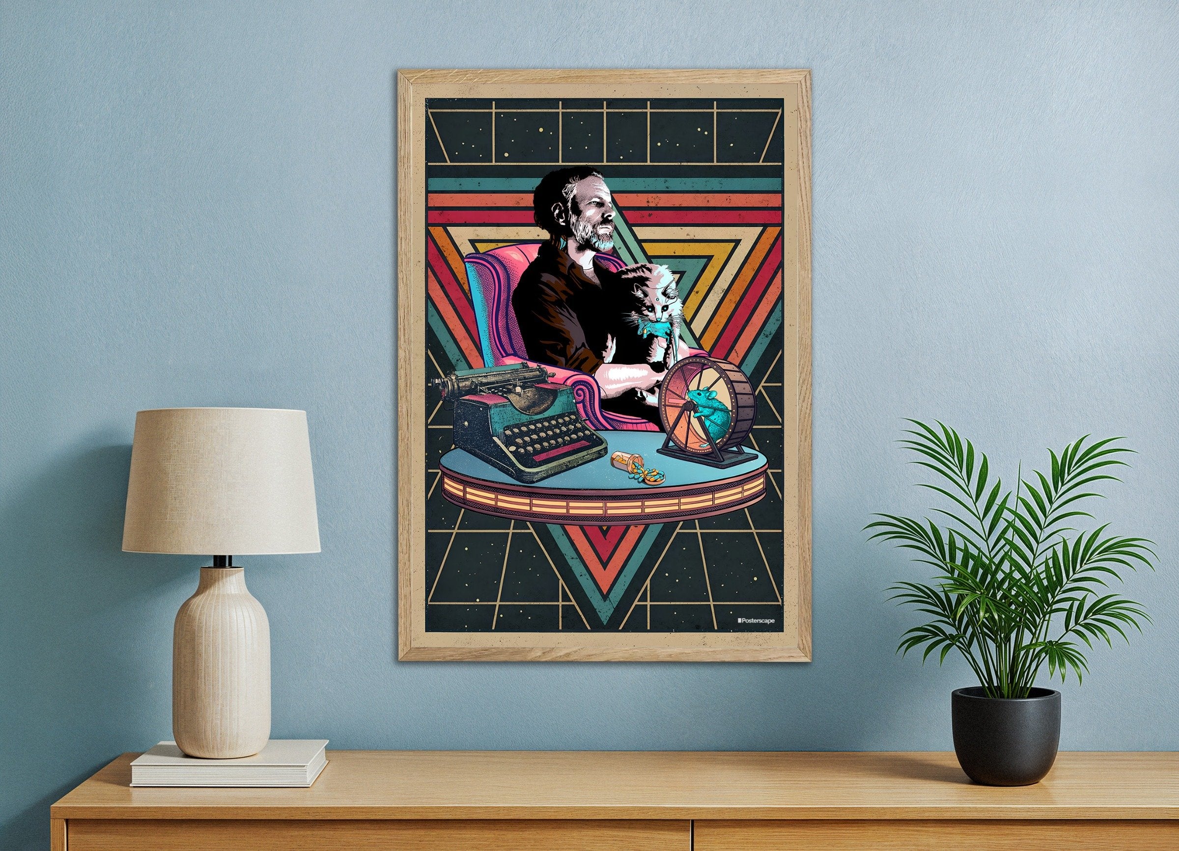 Impressão de arte com citação de Philip K. Dick - "Estou Vivo E Você Está Morto" - Pôster Retro de Ficção Científica Poster