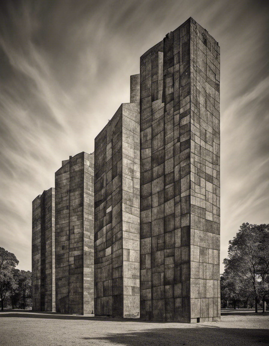 Composições abstratas com formas fantasiosas, edifícios brutalistas - Poster