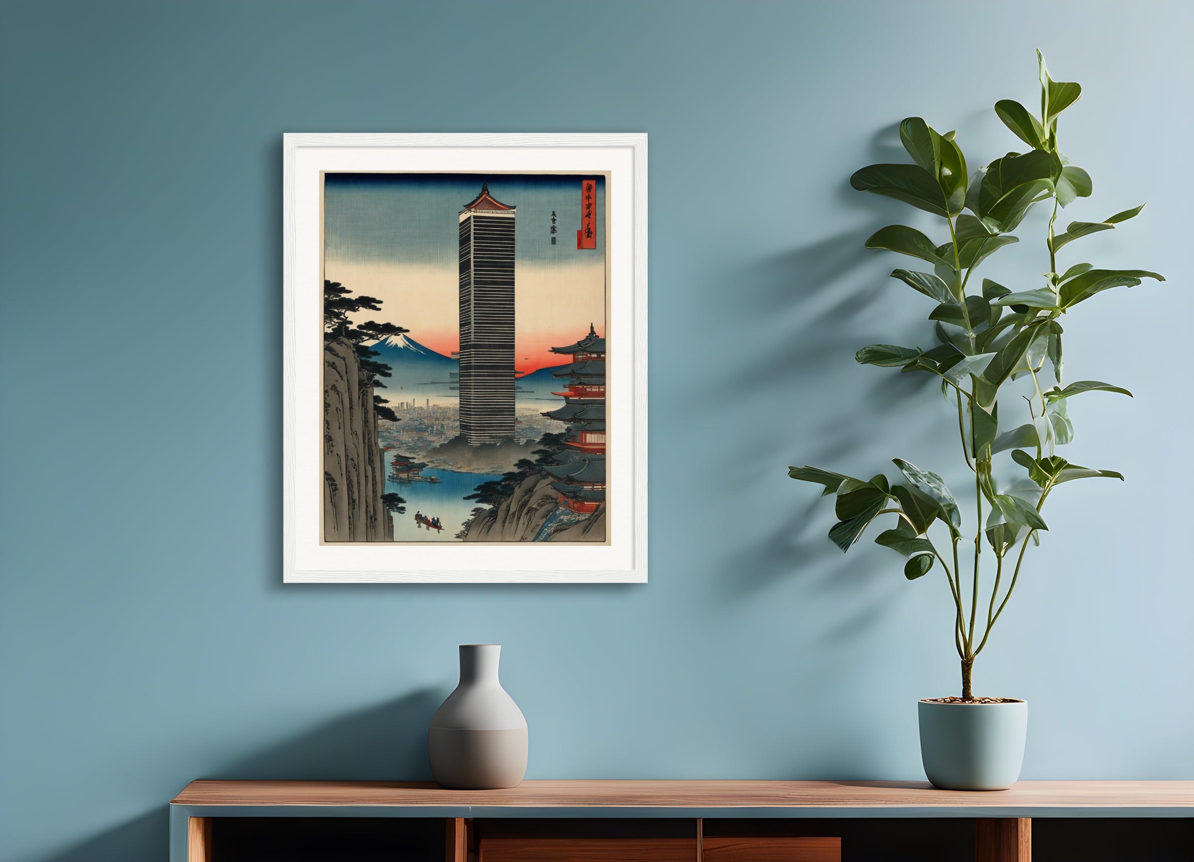 Poster with wood frame: Hiroshige,