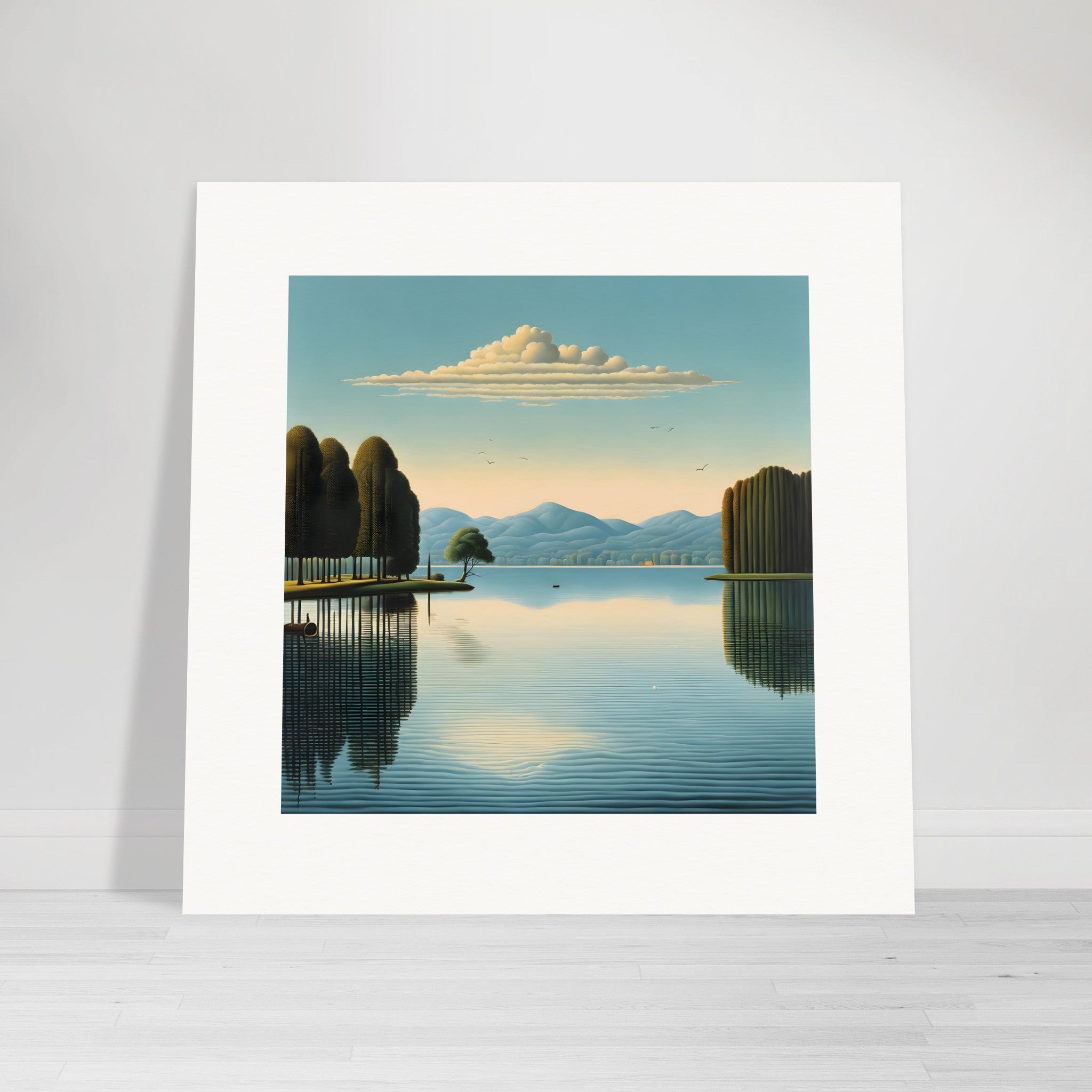 Surrealismo belga, reflexos no Lago - Poster