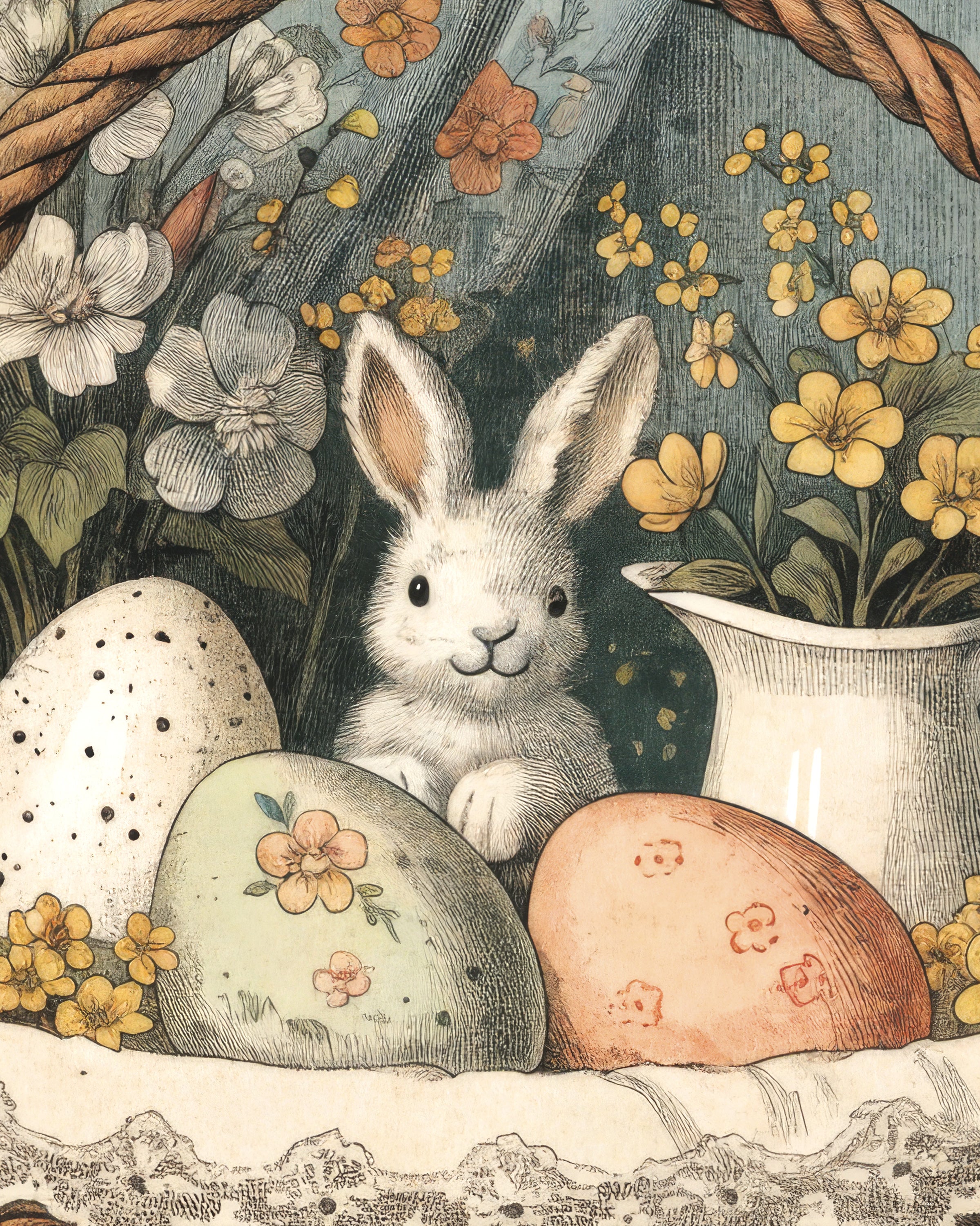 Pôster Coelhinho da Páscoa no Cesto