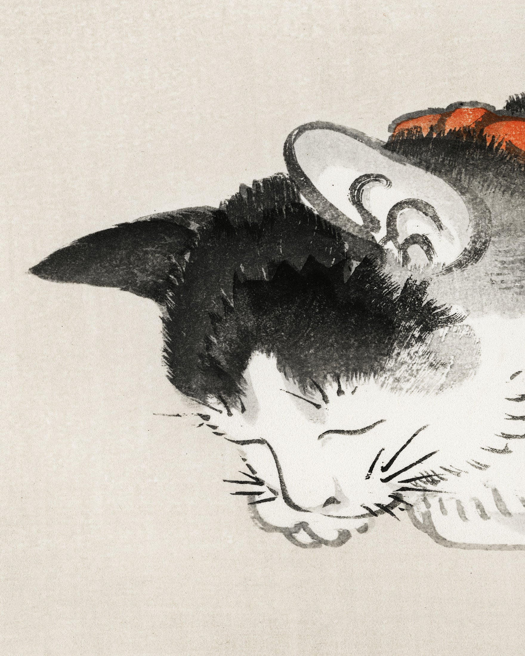 Gato dormindo, Kōno Bairei Poster