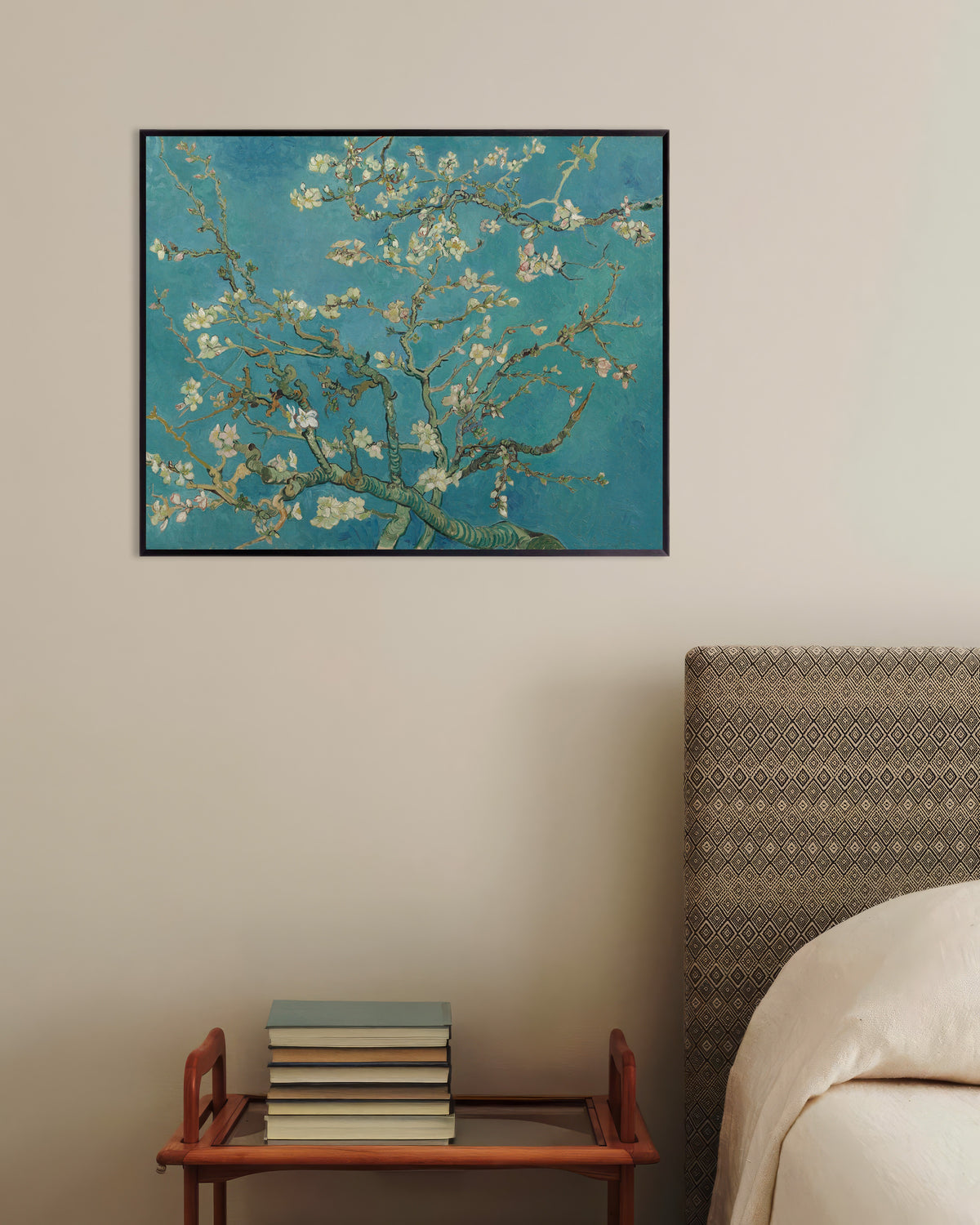 Poster de Amendoeira em Flor (1890), de Vincent van Gogh, com moldura metálica