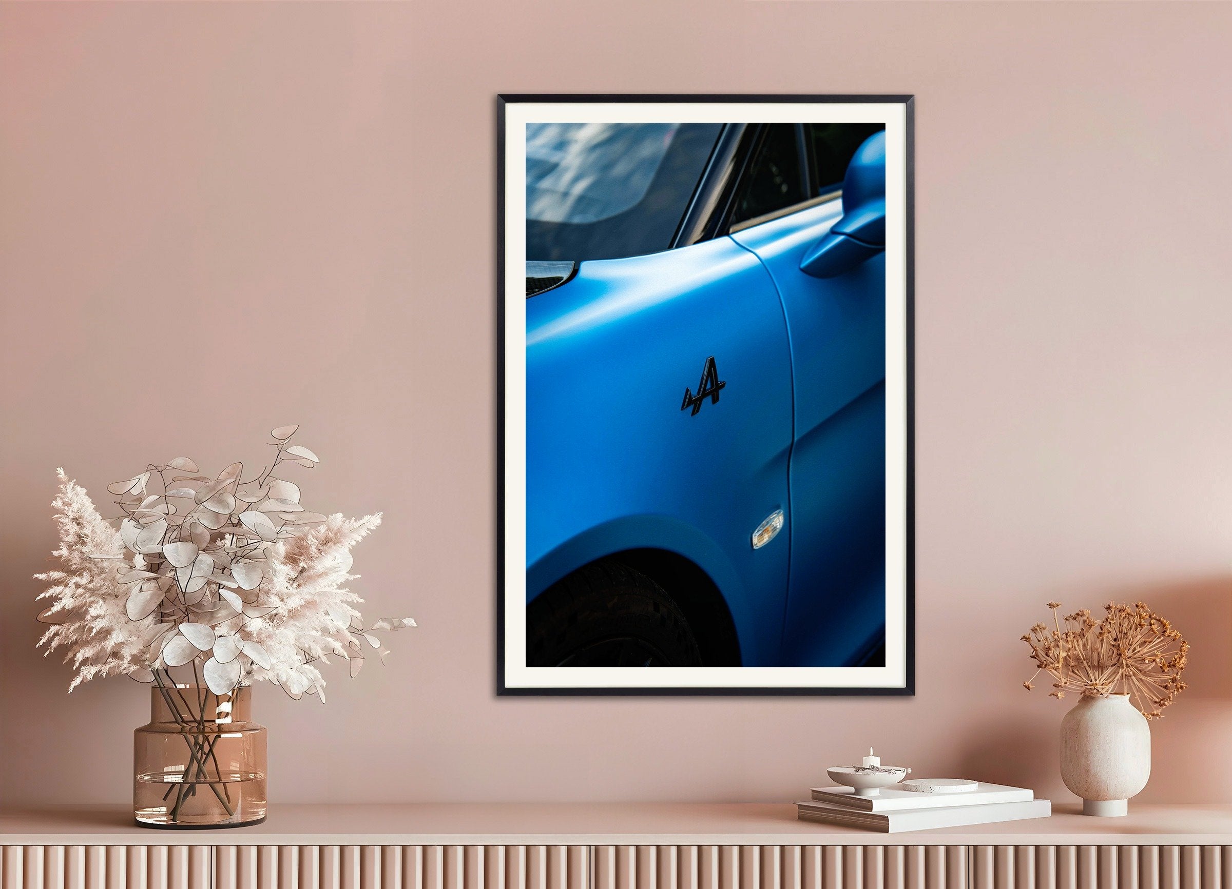 Poster of Alpine A110 Close-Up – Car Photography Poster, with metal frame