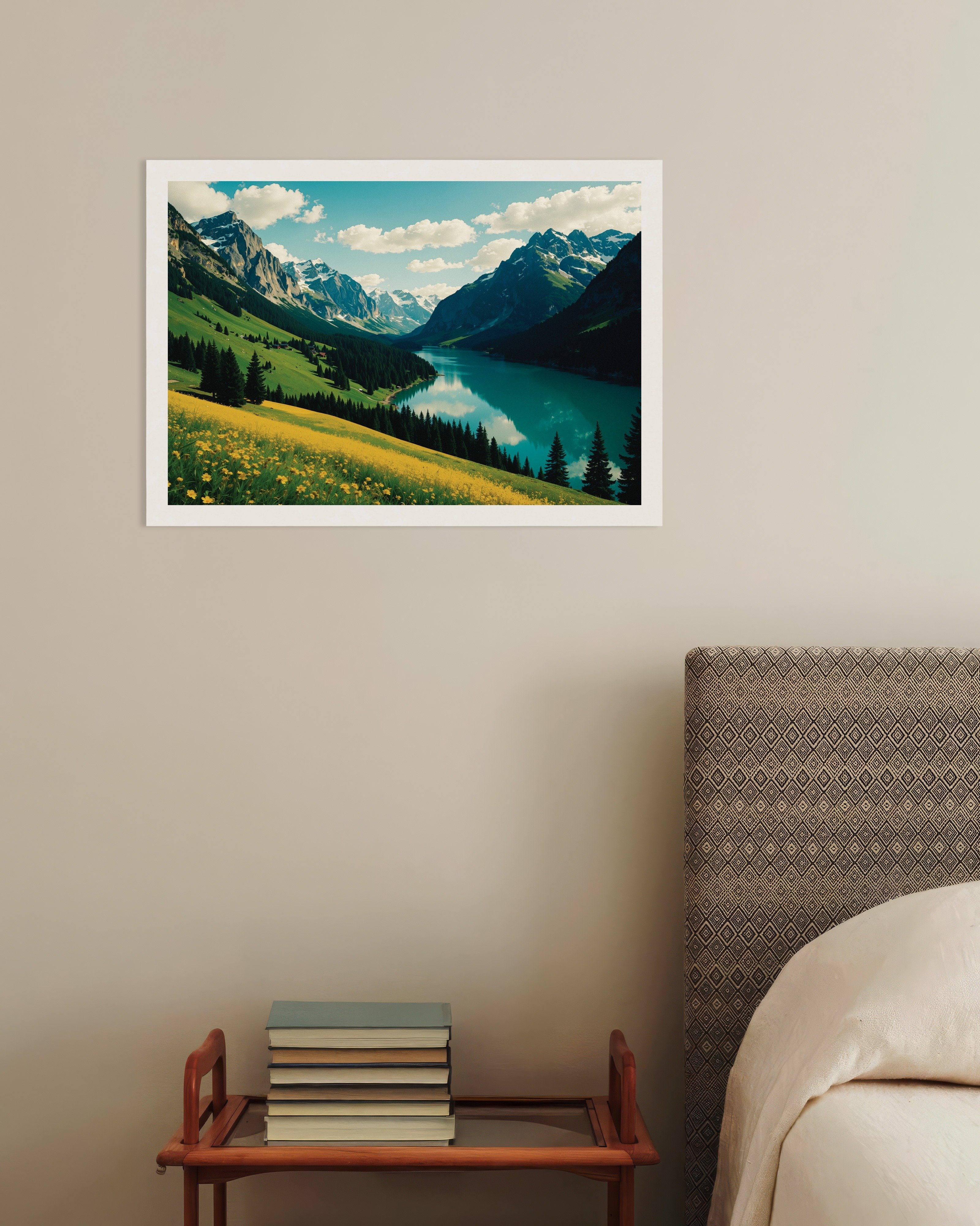 Poster of Alpine valley lake view