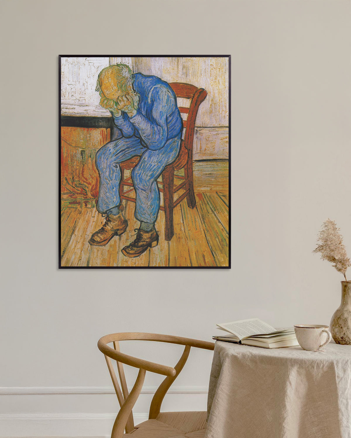 Poster de À Porta da Eternidade (1890), de Vincent van Gogh, com moldura metálica