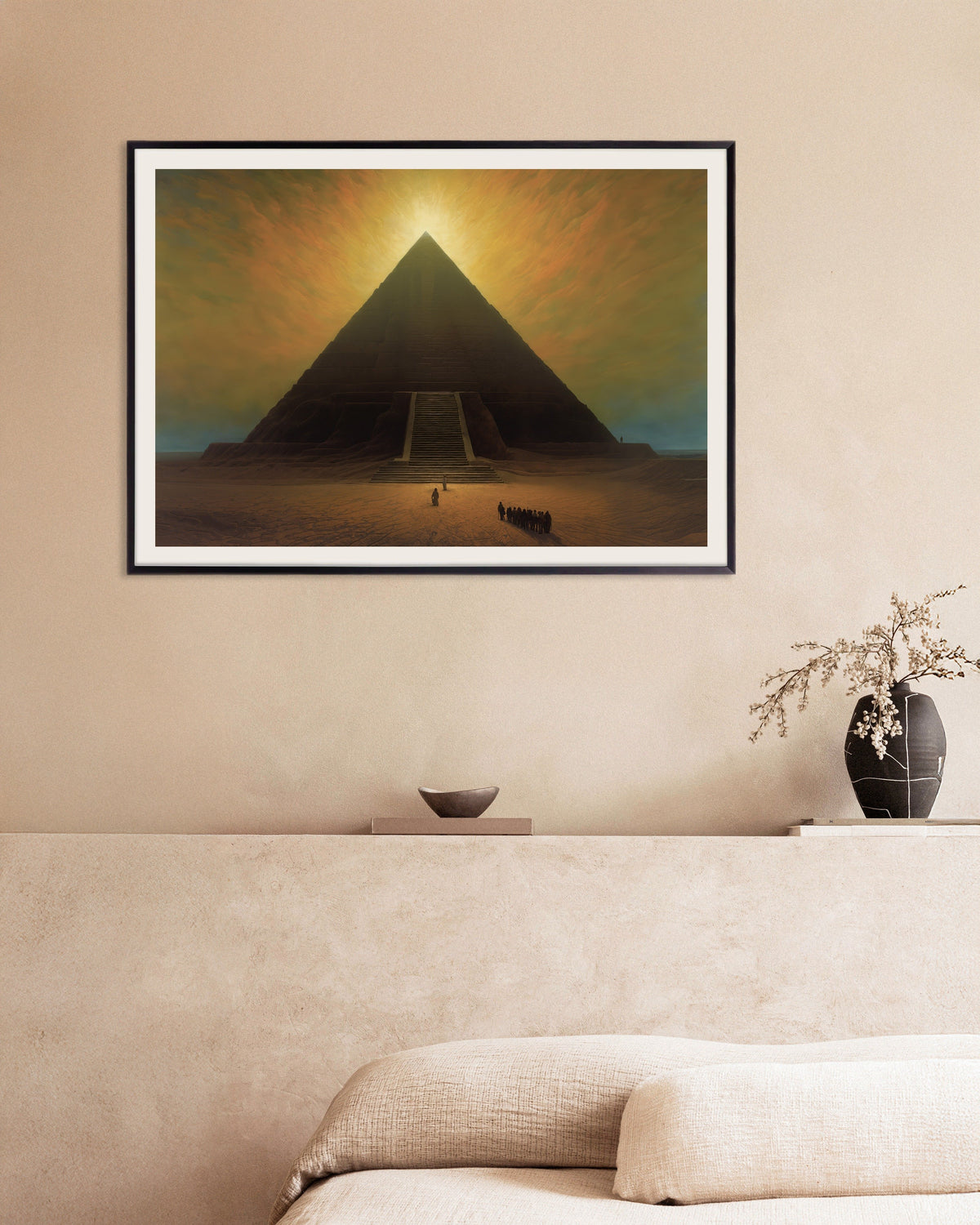 Poster de Atmosférico, sombrio e místico, a Grande Pirâmide, com moldura metálica