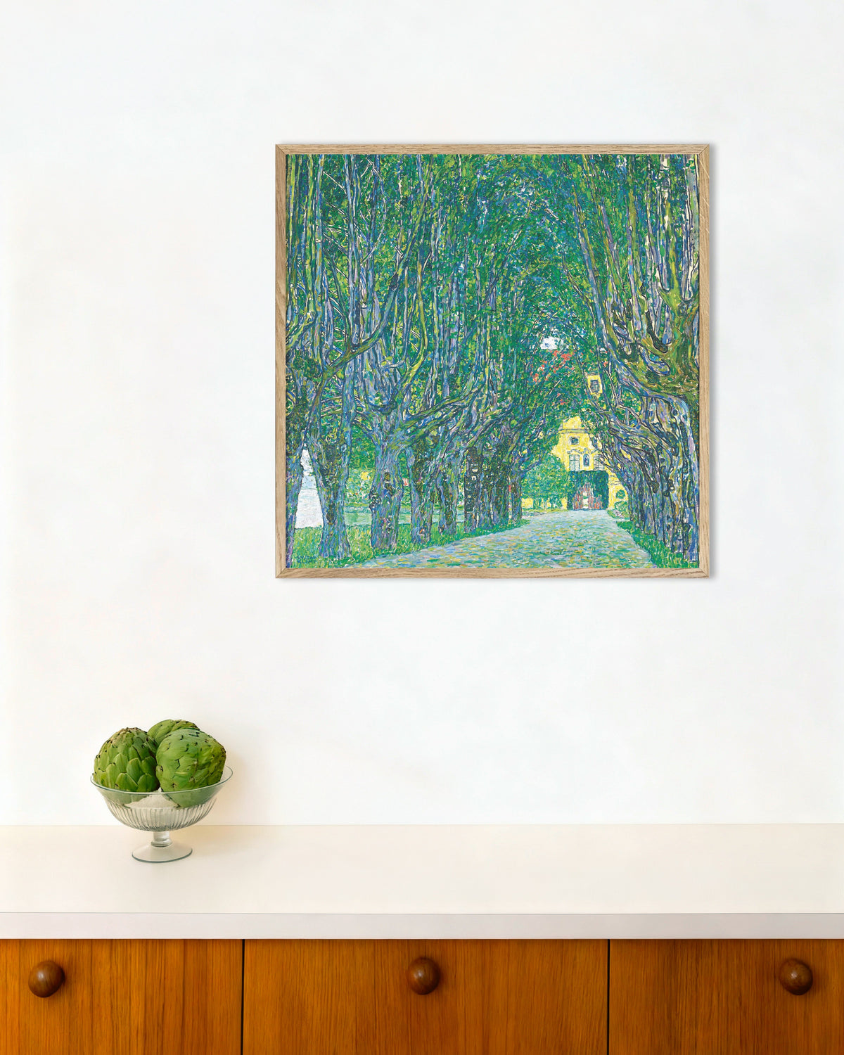 Poster Alameda para o Castelo de Kammer (1912), de Gustav Klimt, com moldura de madeira natural