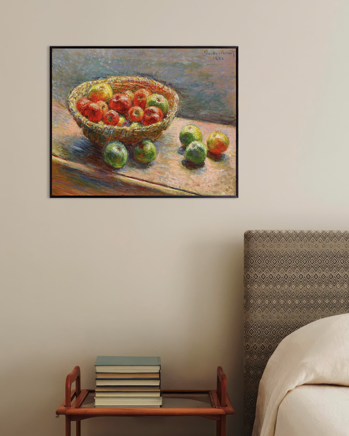 Poster O Cesto de Maçãs (1880), de Claude Monet, com moldura de metal