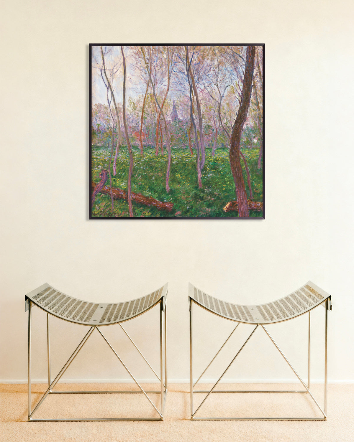 Poster Bennecourt (1887), de Claude Monet, com moldura de metal