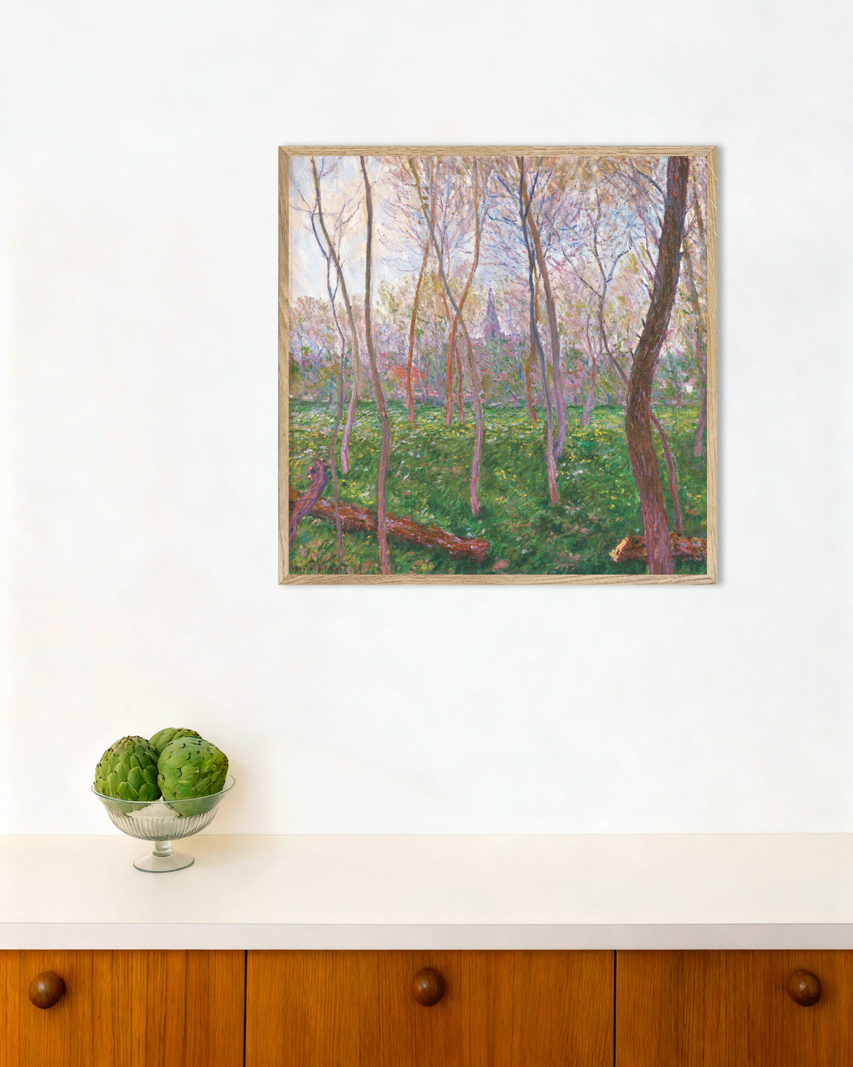 Poster Bennecourt (1887), de Claude Monet, com moldura de madeira natural