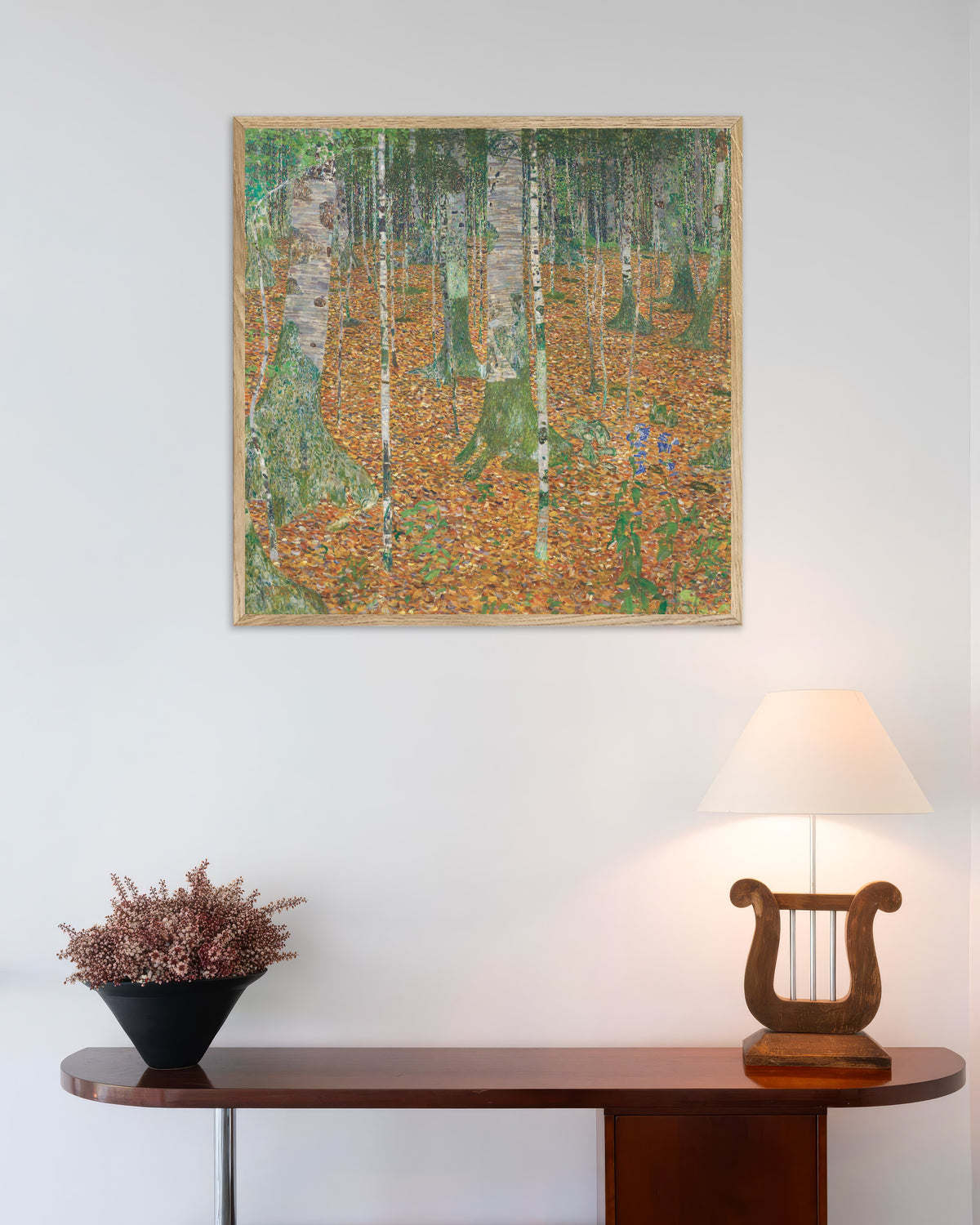 Poster Bosque de Bétulas (1903), de Gustav Klimt, com moldura de madeira natural