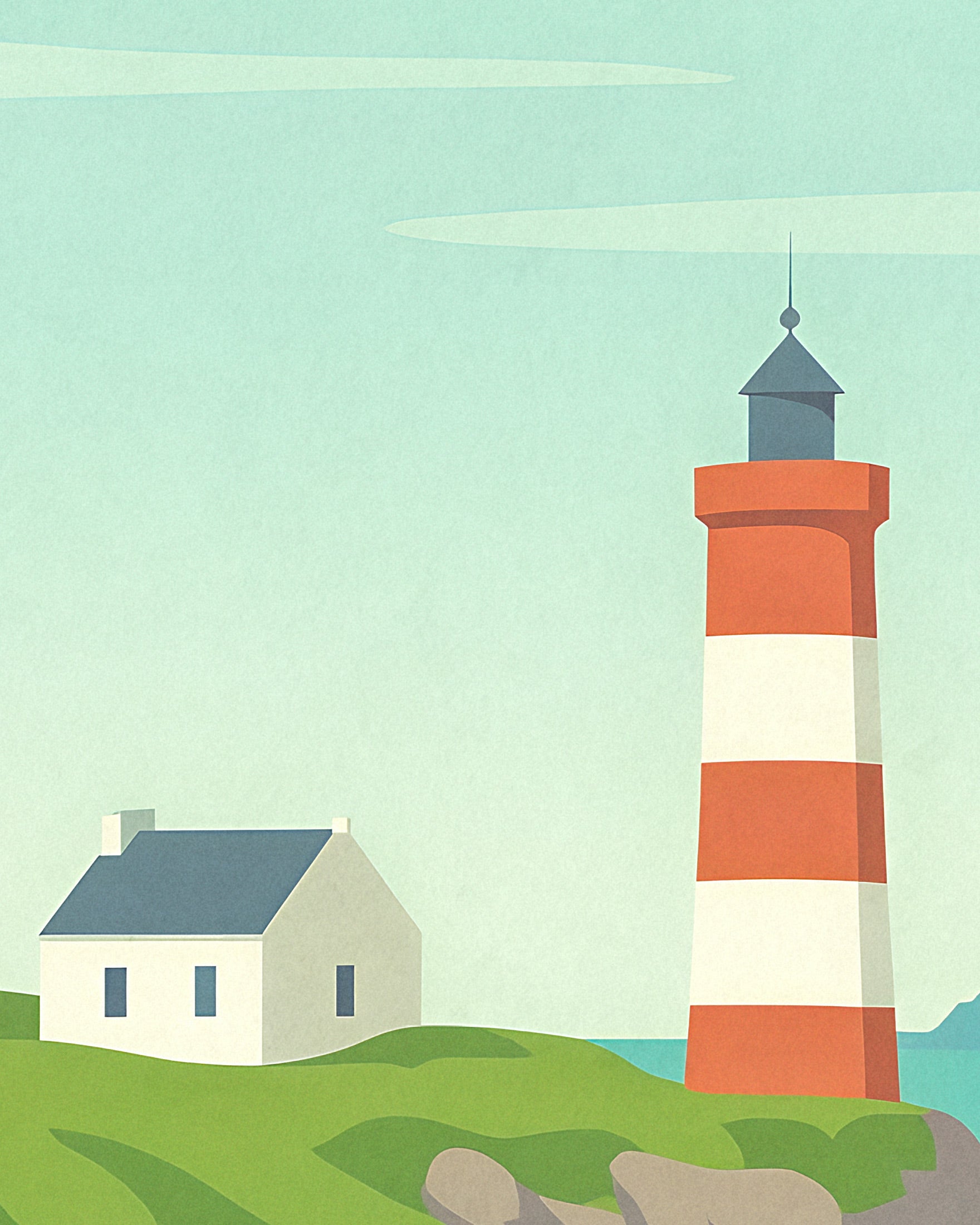 Pôster Farol de Brittany - Impressões de Arte de Viagem pela Costa da França