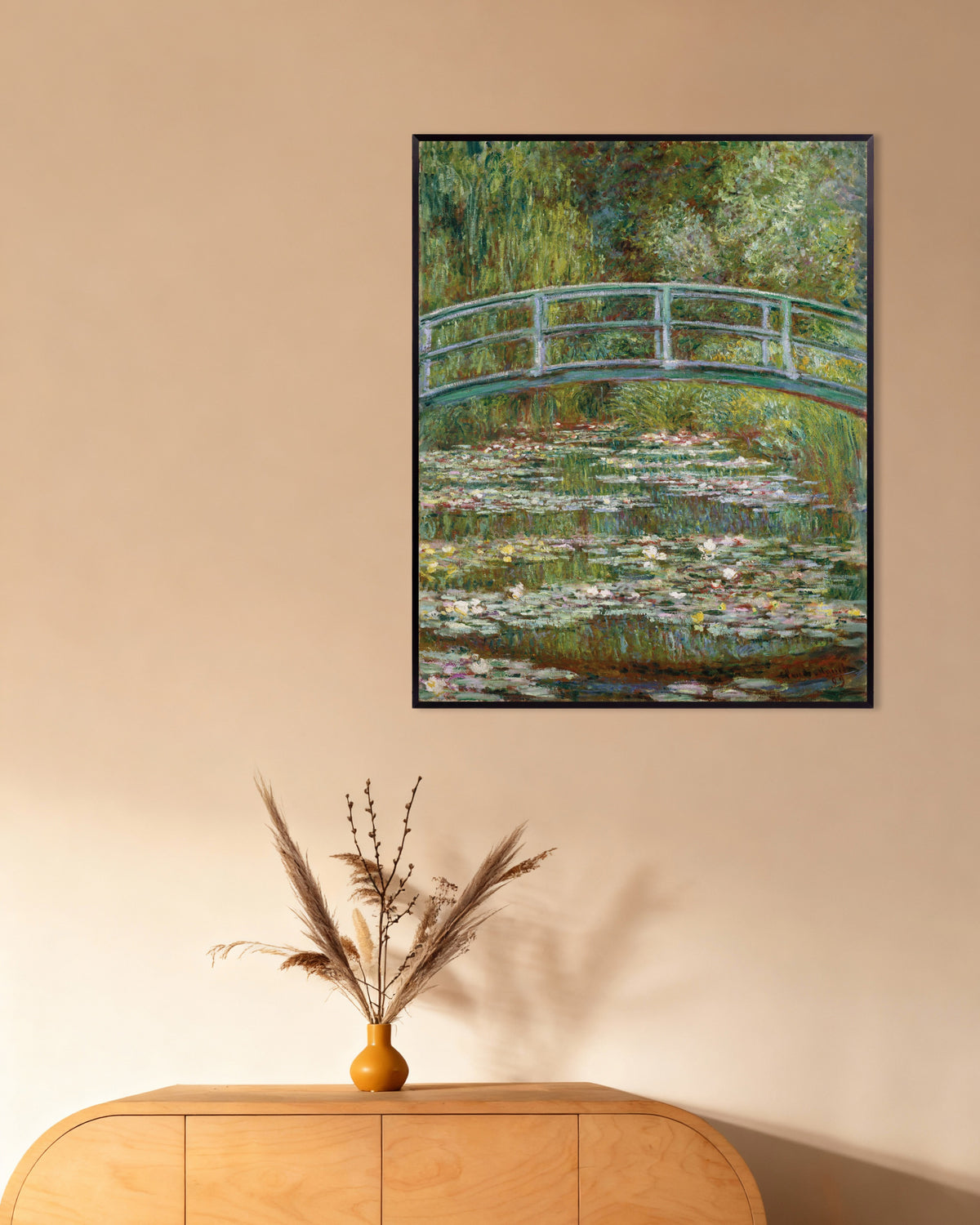 Poster Ponte sobre o Lago dos Nenúfares (1899), de Claude Monet, com moldura de metal