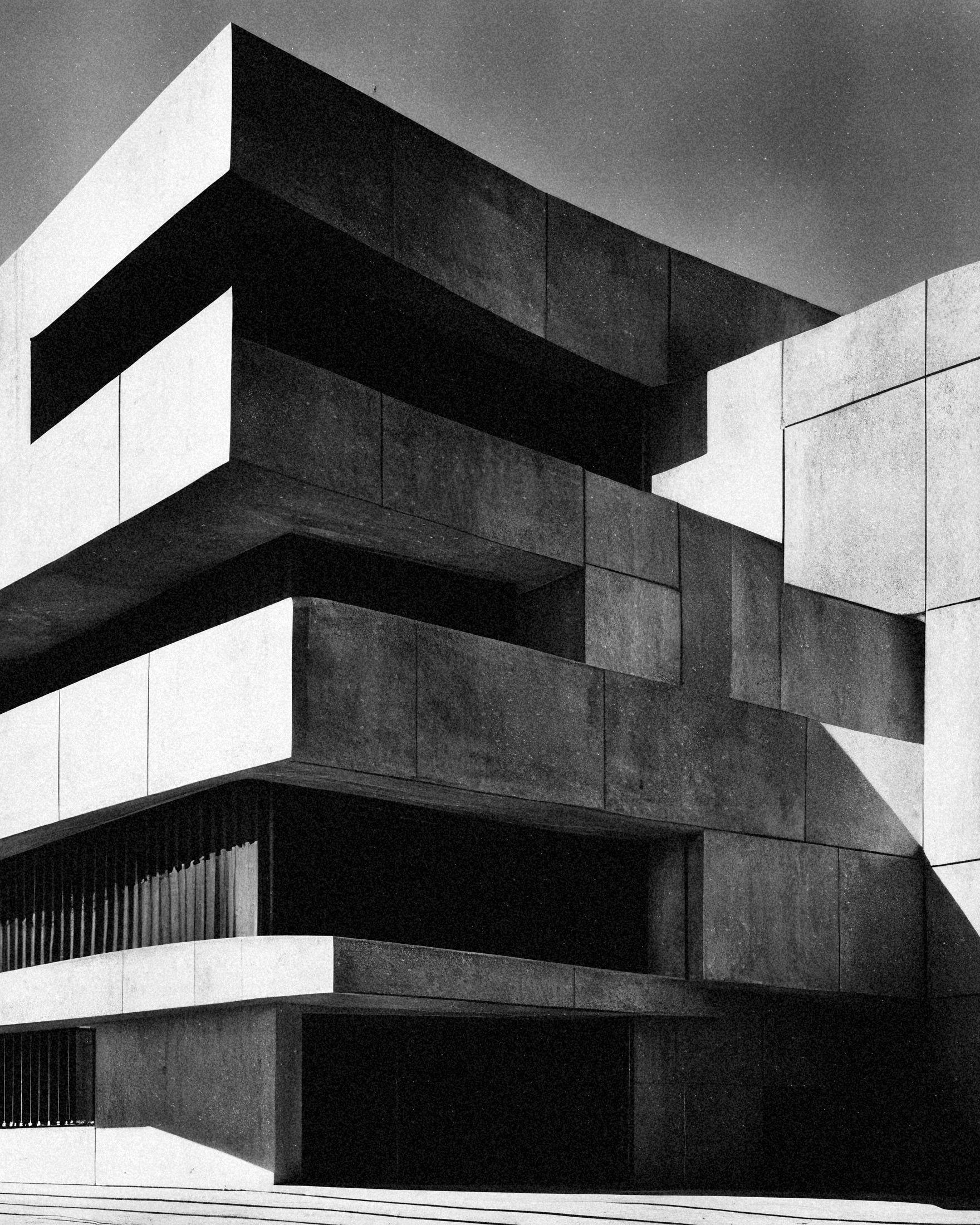 Pôster de arquitetura brutalista – Design moderno em concreto