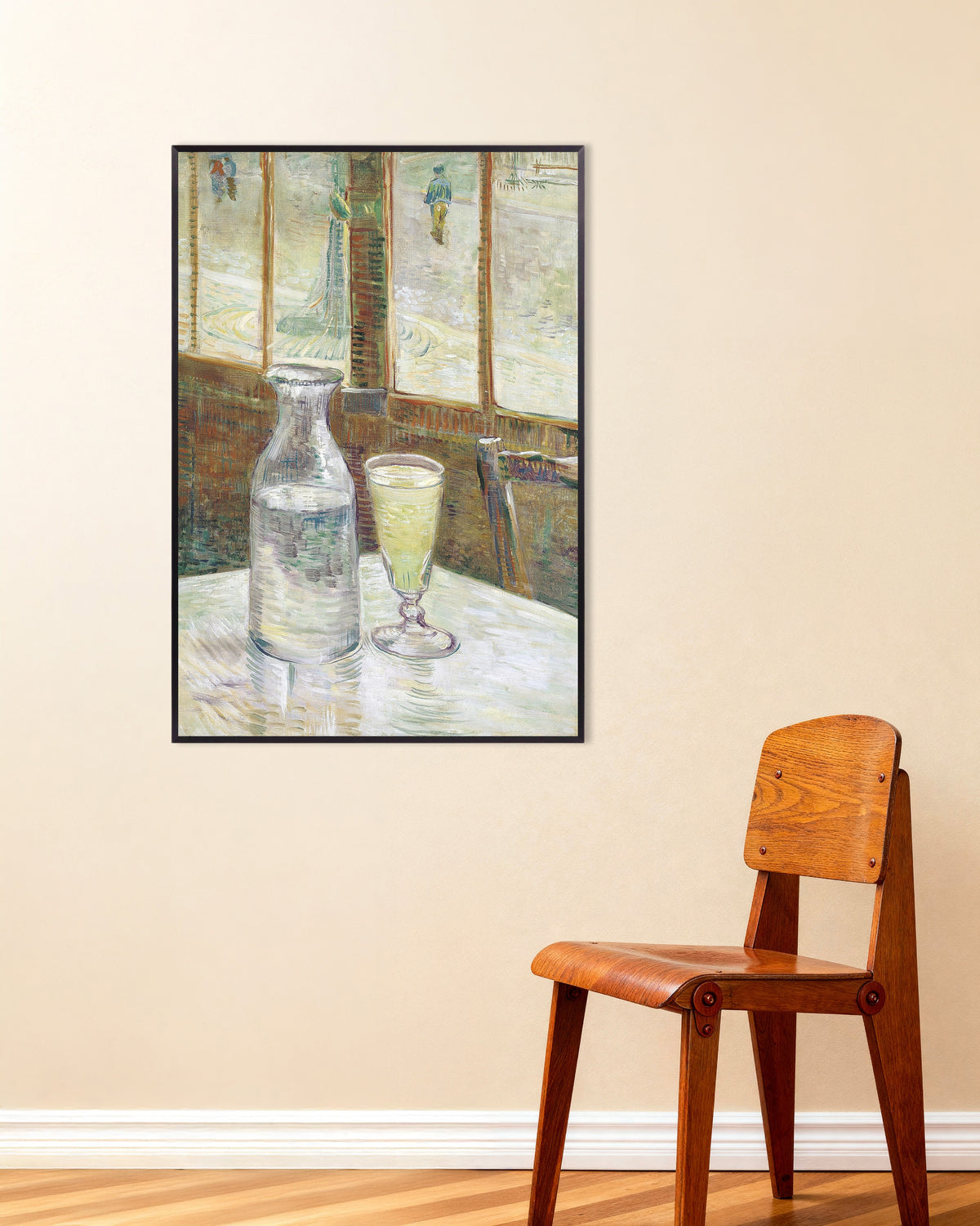 Poster de Mesa de café com absinto (1887), de Vincent van Gogh, com moldura metálica