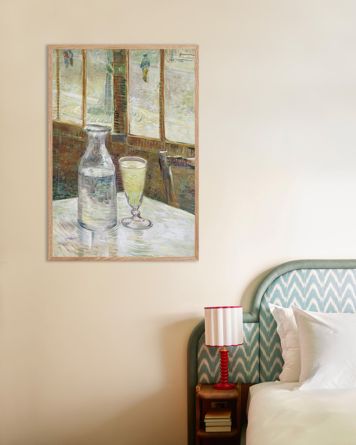 Poster de Mesa de café com absinto (1887), de Vincent van Gogh, com moldura de madeira natural
