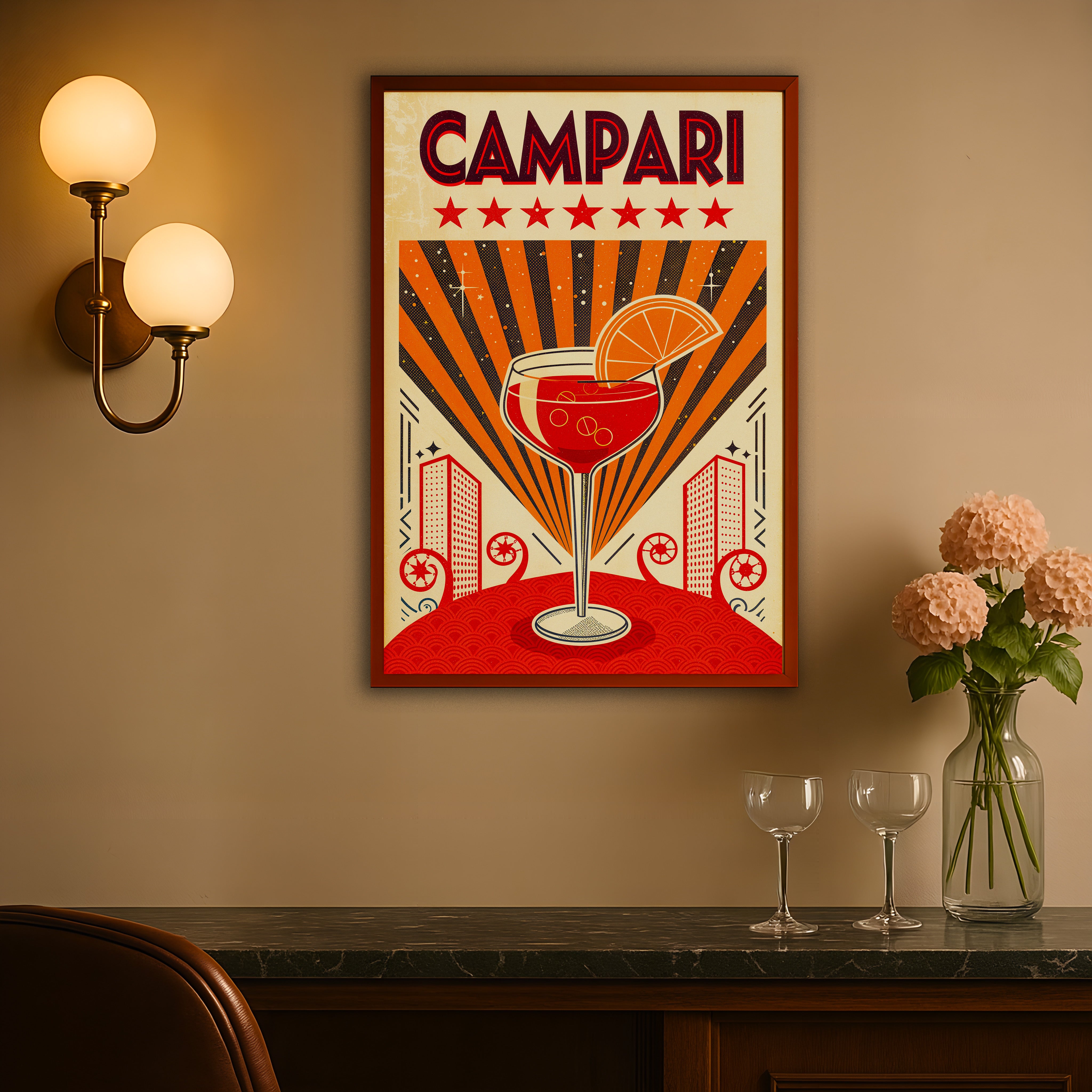 Campari Cocktail - Impressão de Arte Retrô de Aperitivo Poster