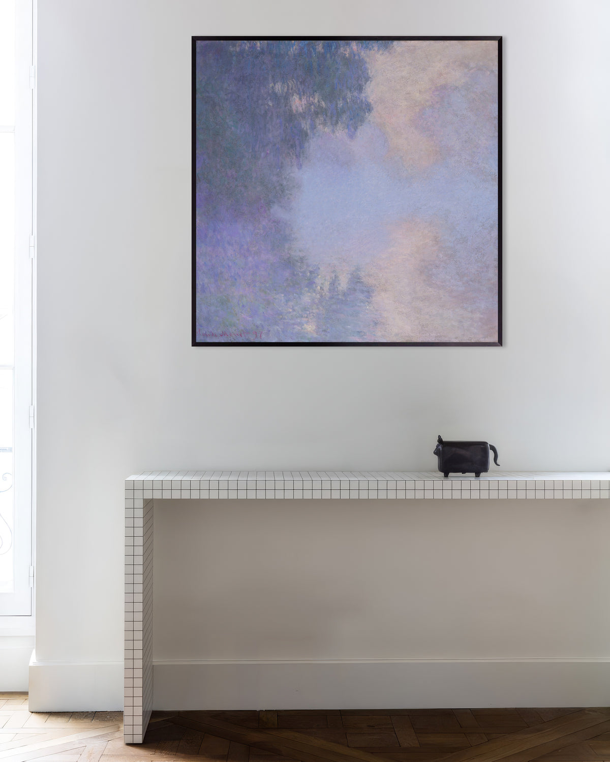 Poster Braço do Sena perto de Giverny, Névoa (1897), de Claude Monet, com moldura de metal