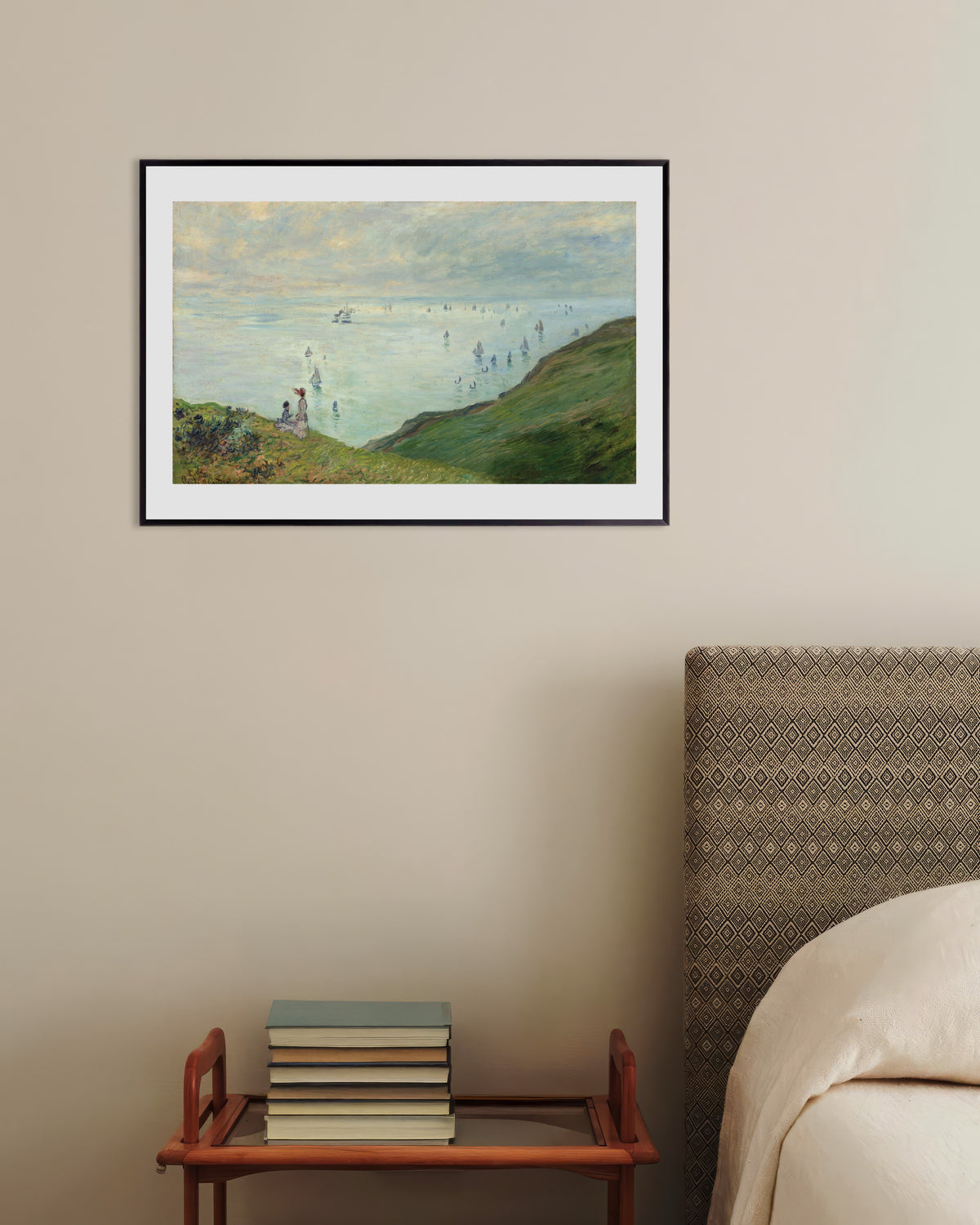 Poster Falésias em Pourville (1882), de Claude Monet, com moldura de metal