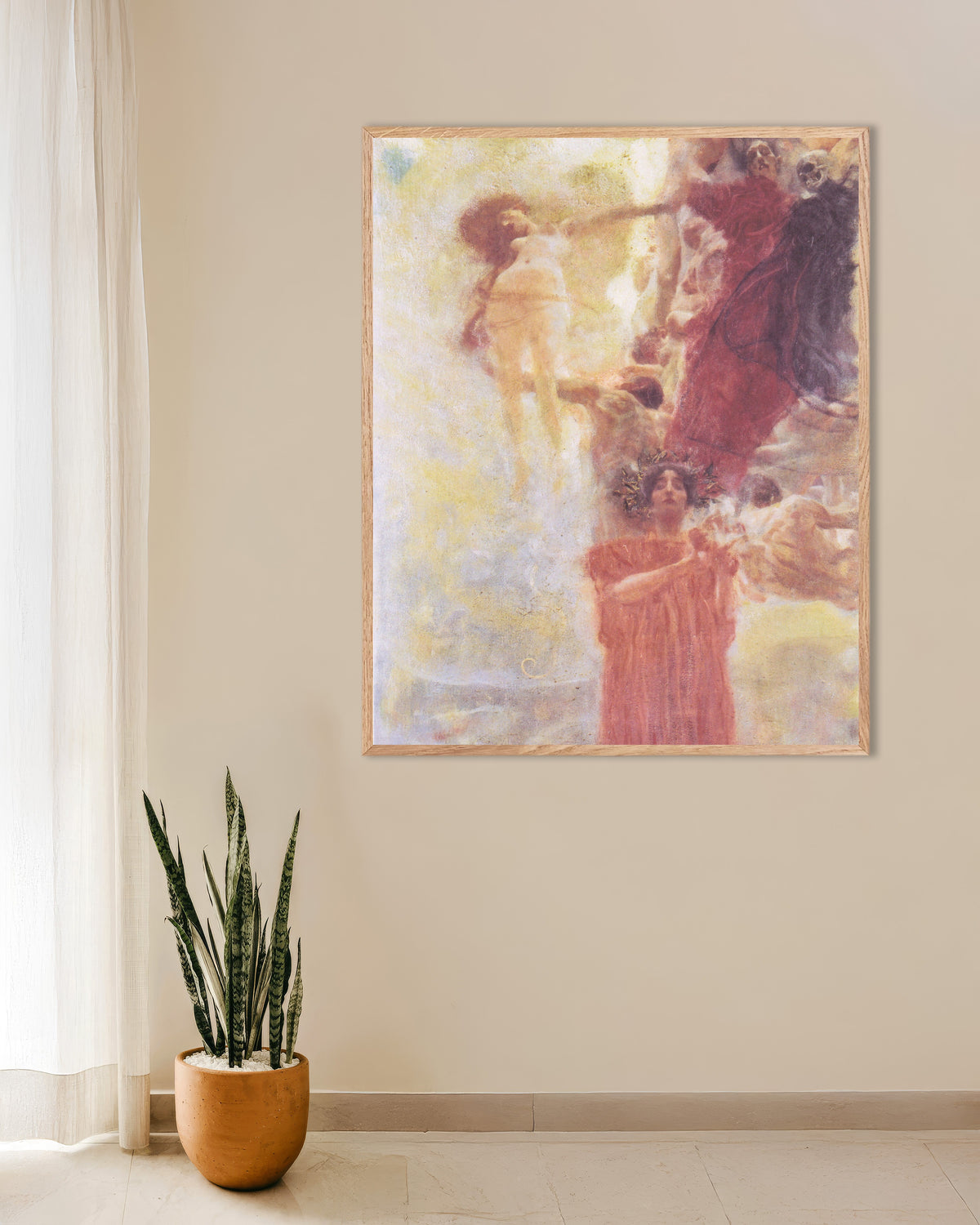 Poster Esboço para A Medicina (1897–1898), de Gustav Klimt, com moldura de madeira natural