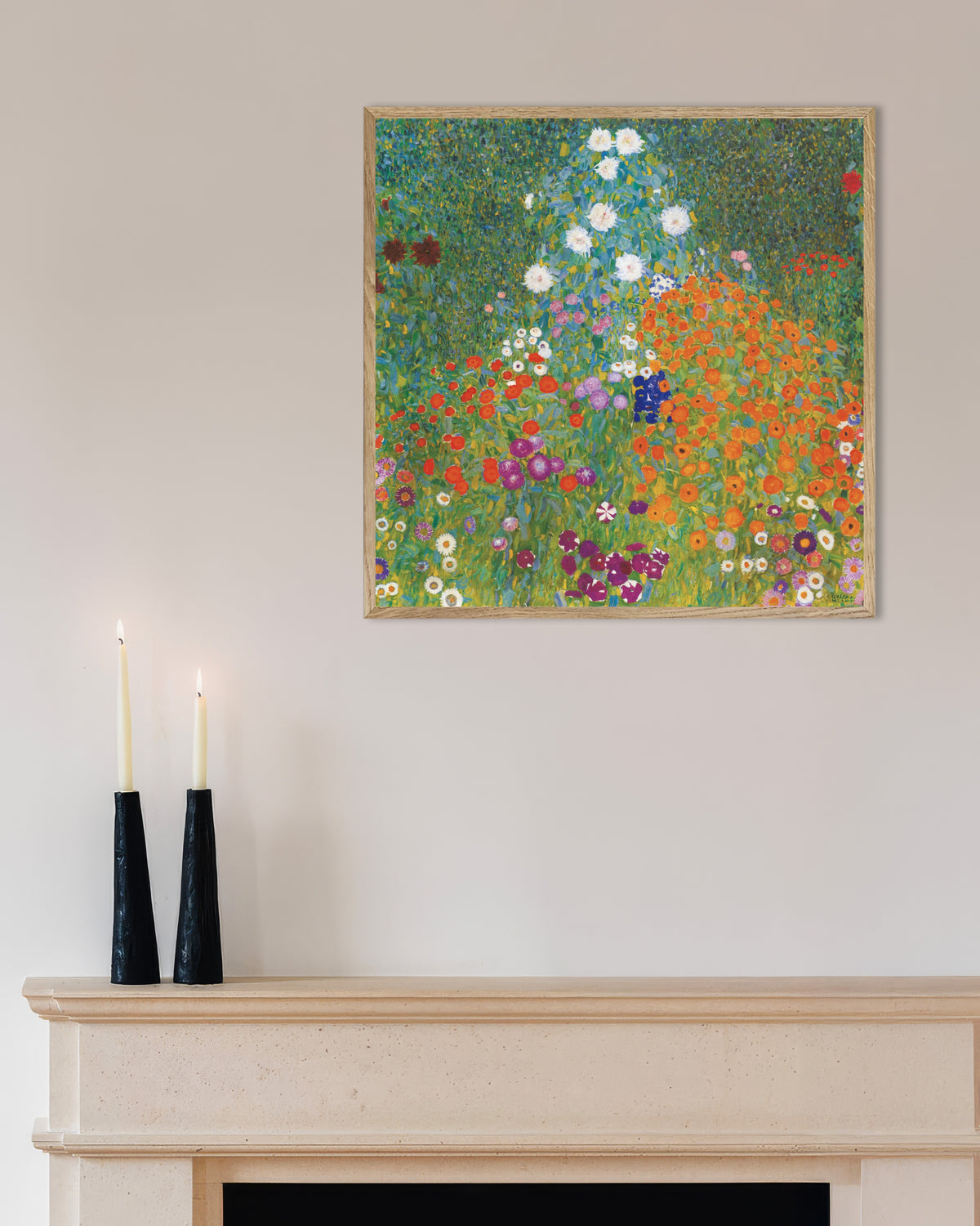Poster Jardim Rústico (1905–1907), de Gustav Klimt, com moldura de madeira natural