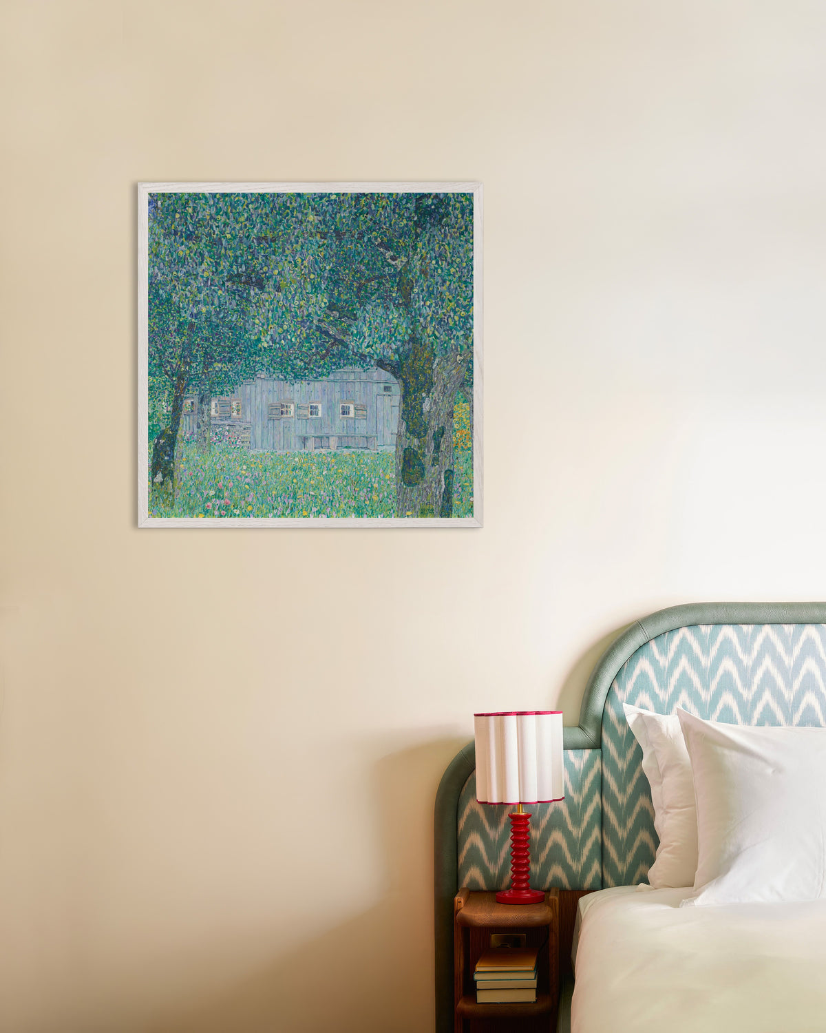 Poster Casa de Quinta em Buchberg (1911), de Gustav Klimt, com moldura de madeira branca