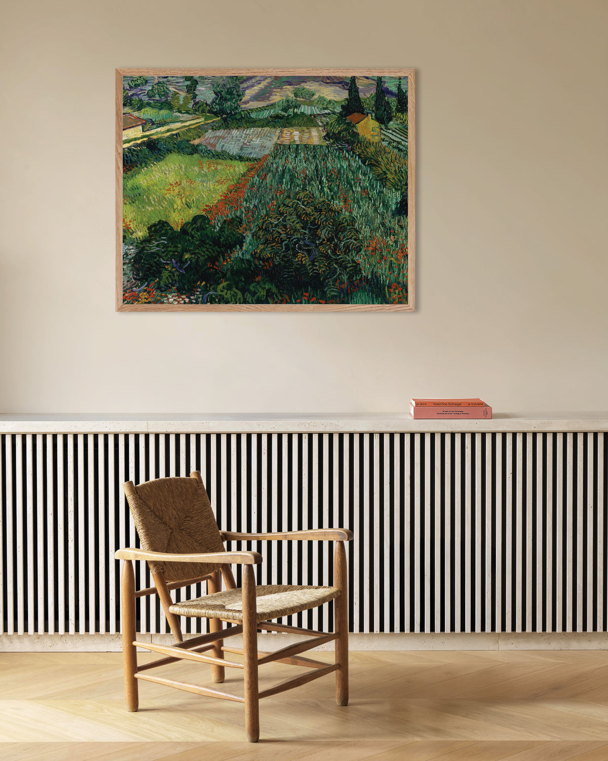 Poster de Campo com papoilas (1889), de Vincent van Gogh, com moldura de madeira natural