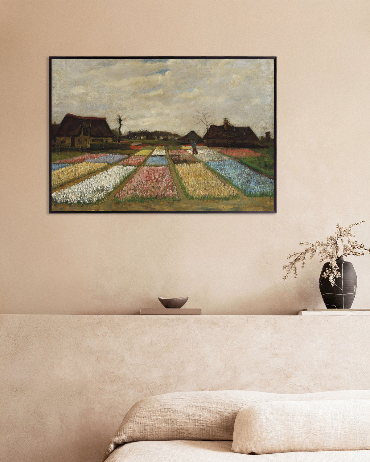Poster de Canteiros de flores na Holanda (c. 1883), de Vincent van Gogh, com moldura metálica