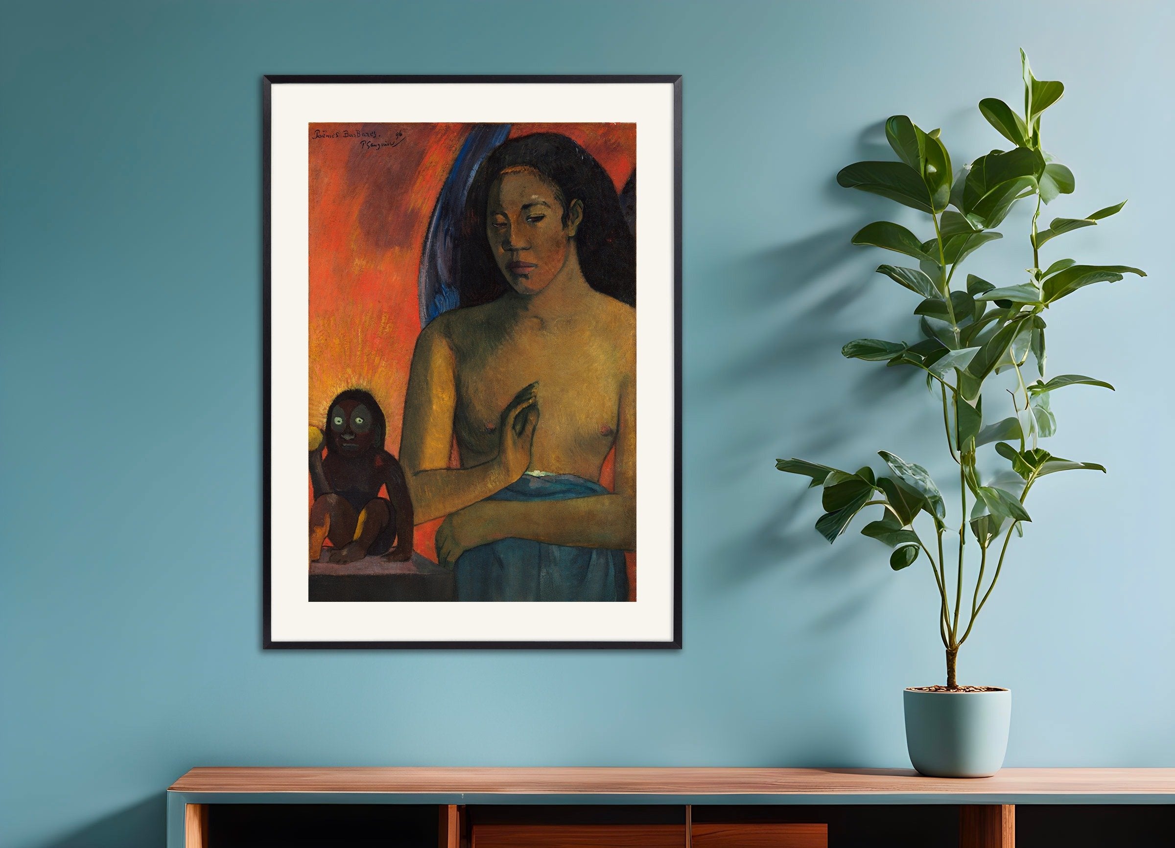 Poster of Gauguin Print - Poèmes Barbares, 1896, with metal frame