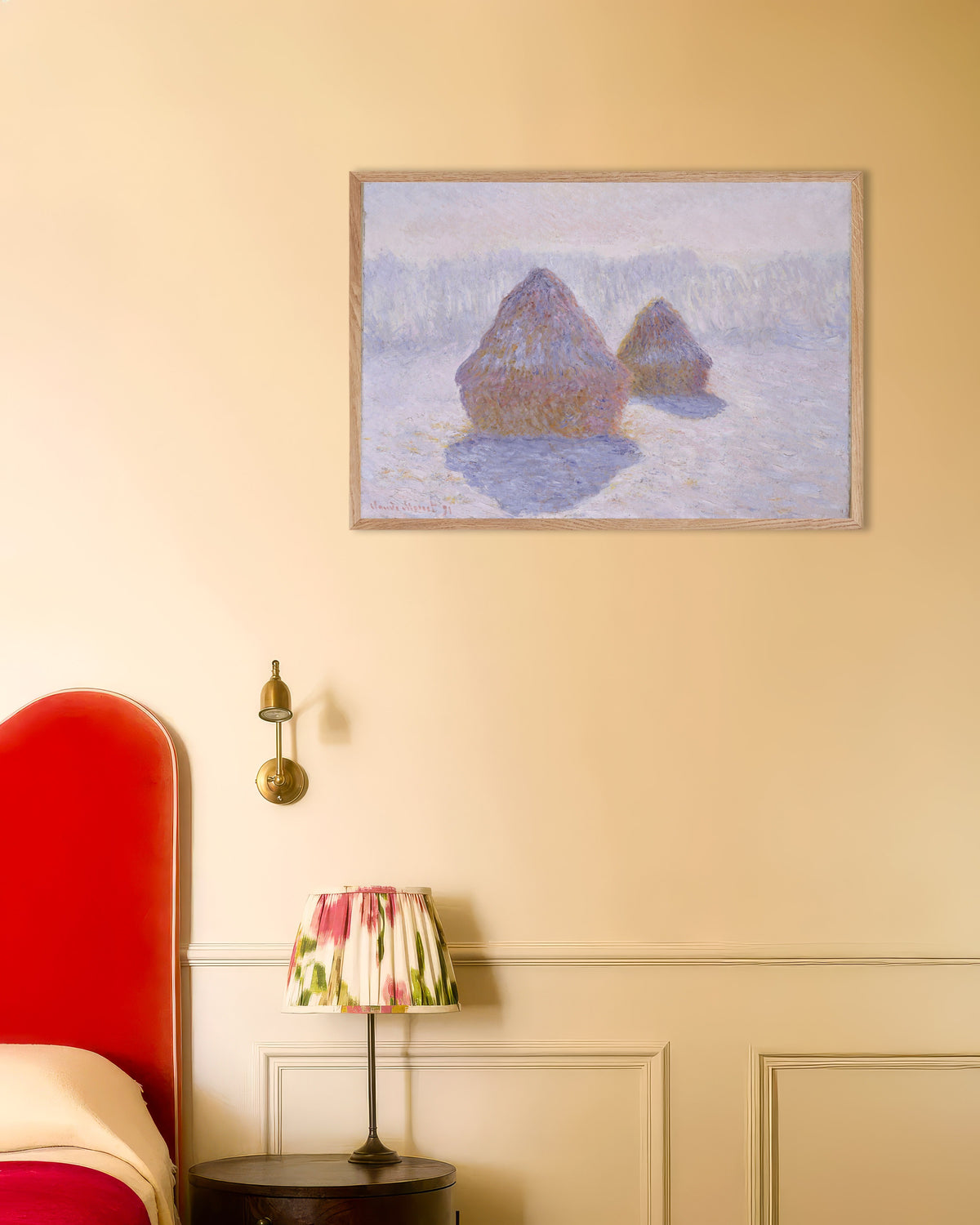 Poster Medas, Efeito de Neve e Sol (1891), de Claude Monet, com moldura de madeira natural