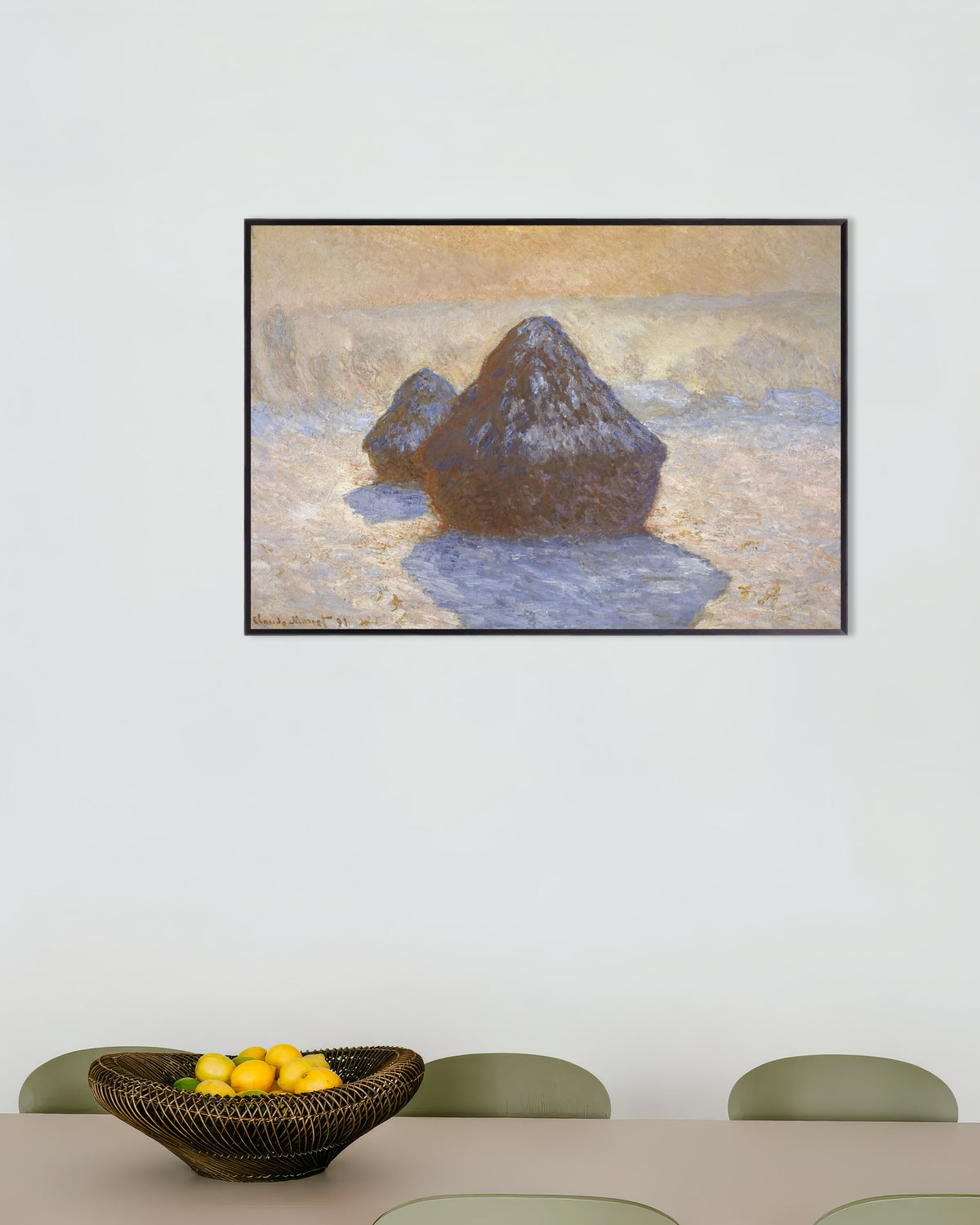 Poster Medas, Efeito de Neve (1891), de Claude Monet, com moldura de metal