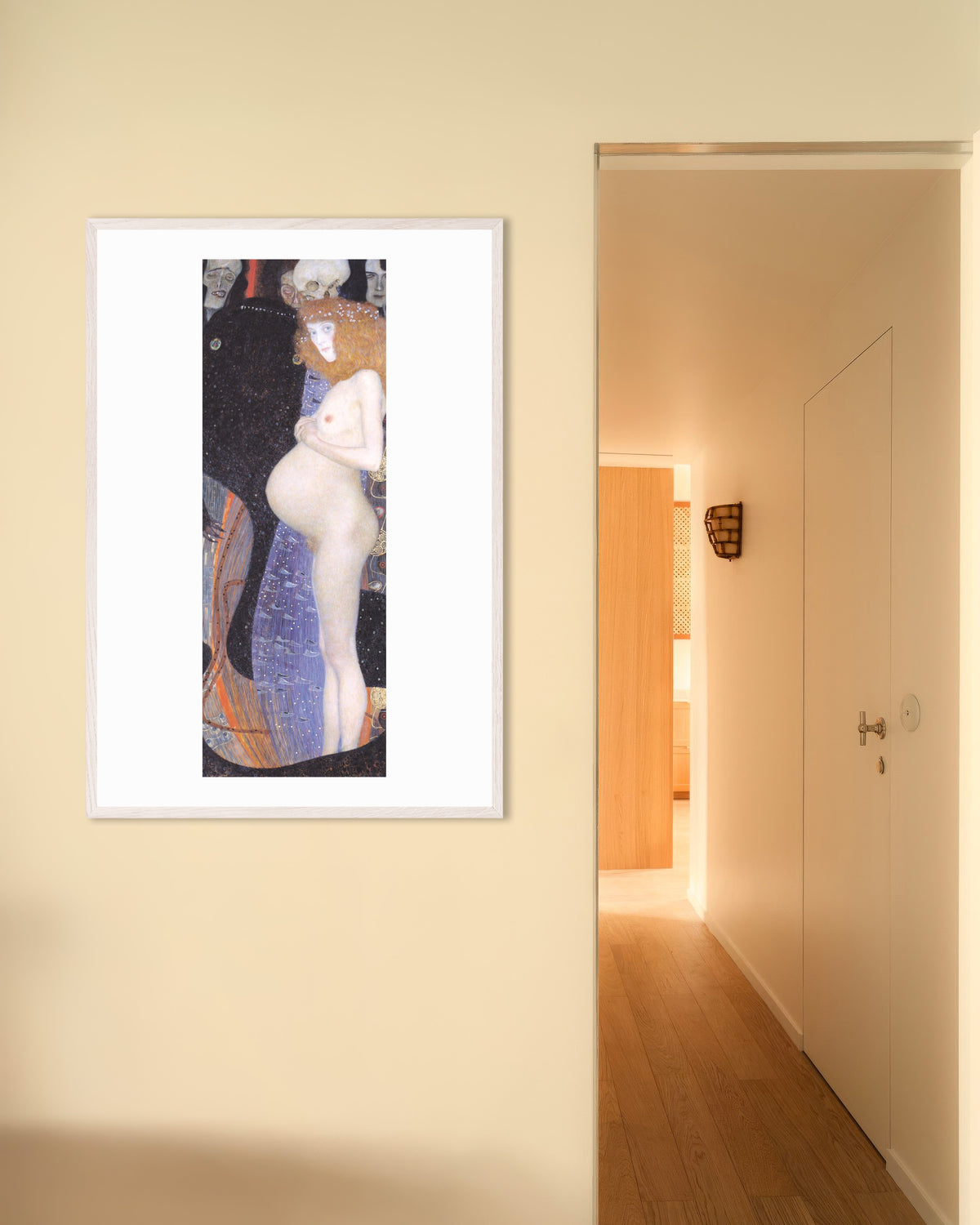 Poster A Esperança I (1903), de Gustav Klimt, com moldura de madeira branca
