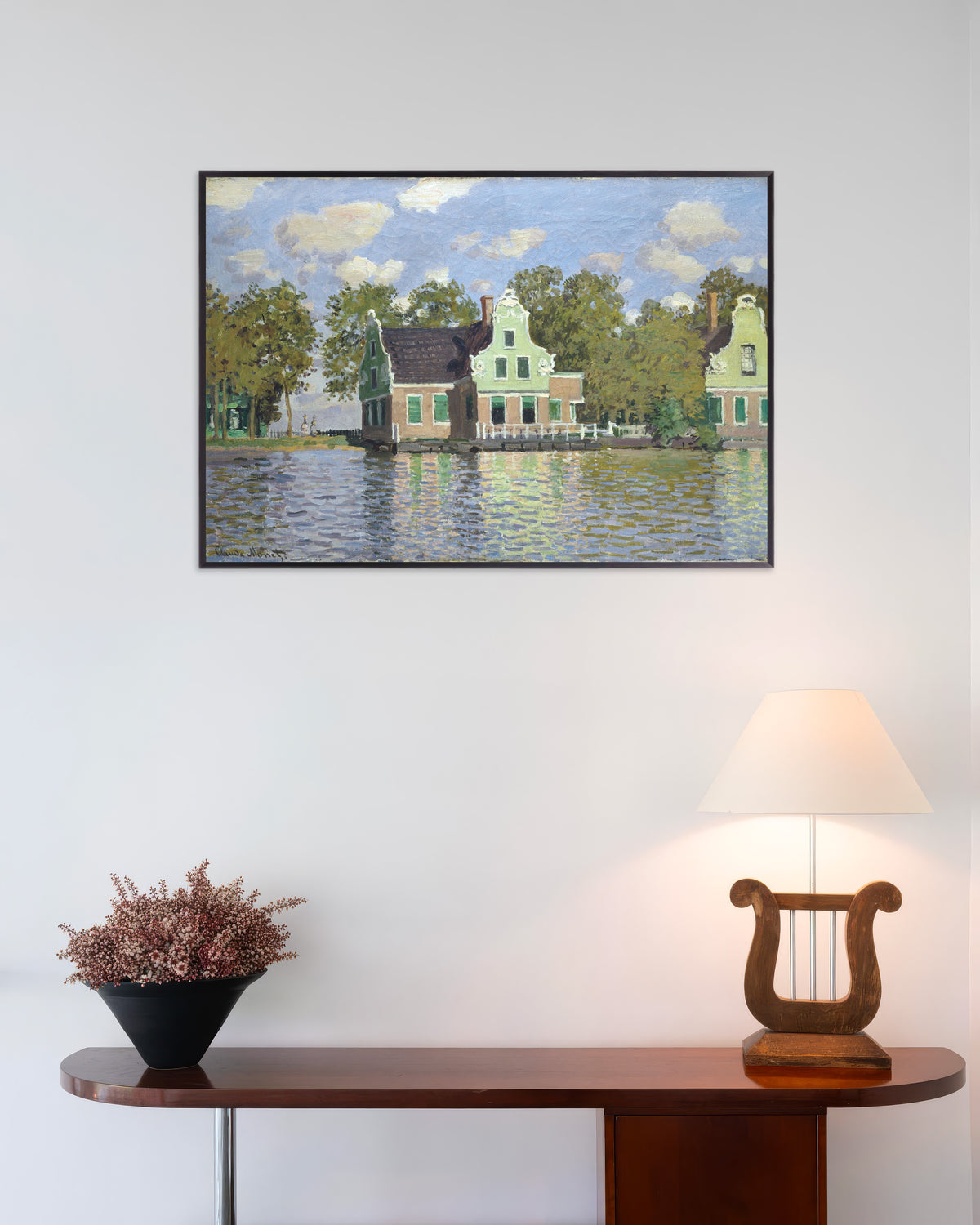 Poster Casas na Margem do Zaan (1871), de Claude Monet, com moldura de metal