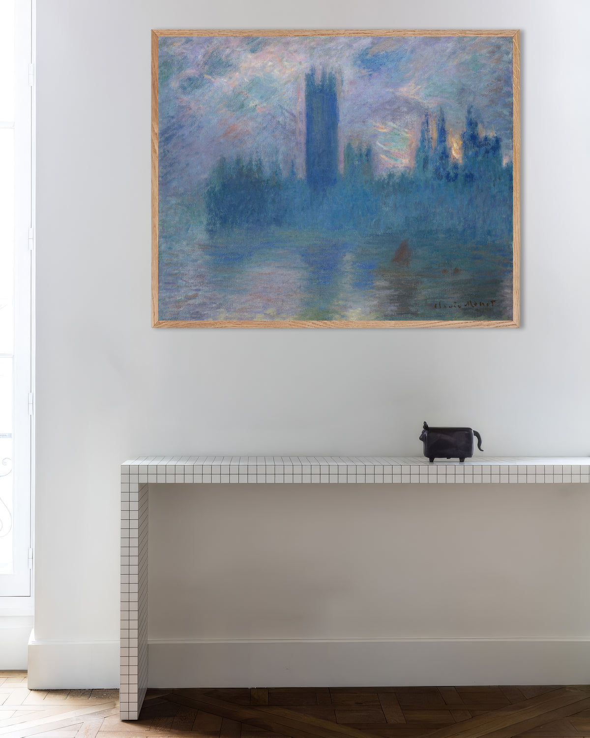 Poster O Parlamento de Londres (1900), de Claude Monet, com moldura de madeira natural