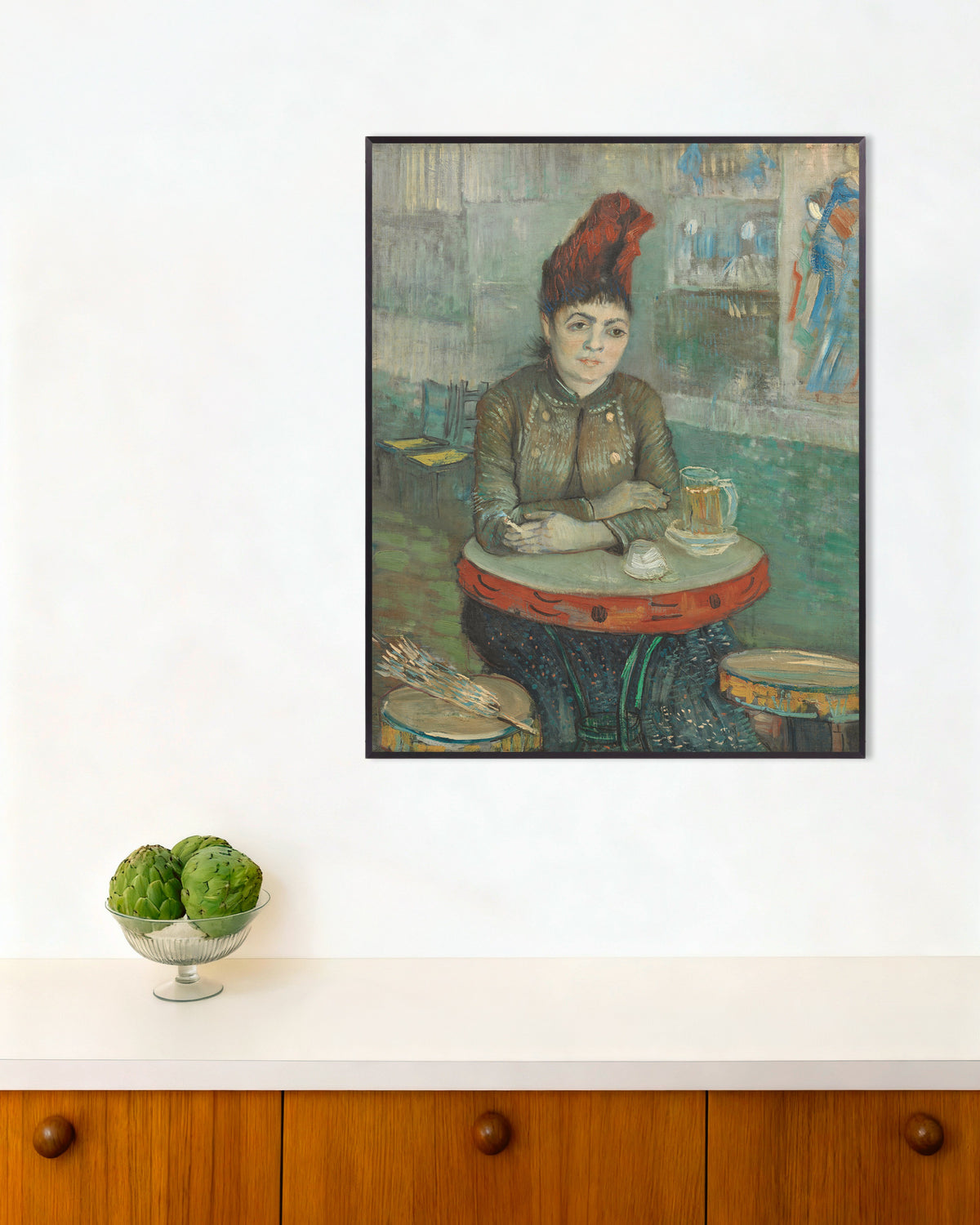 Poster de No Café, Agostina Segatori no Le Tambourin (1887), de Vincent van Gogh, com moldura metálica