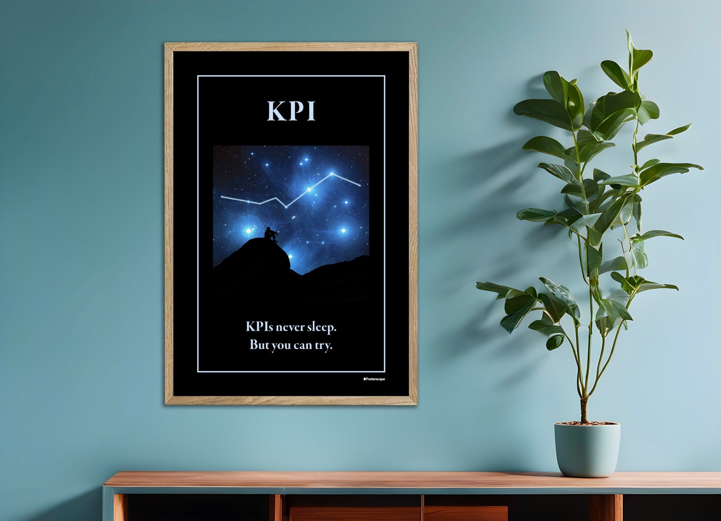 Poster of KPI - Demotivational Poster, with natural wooden frame