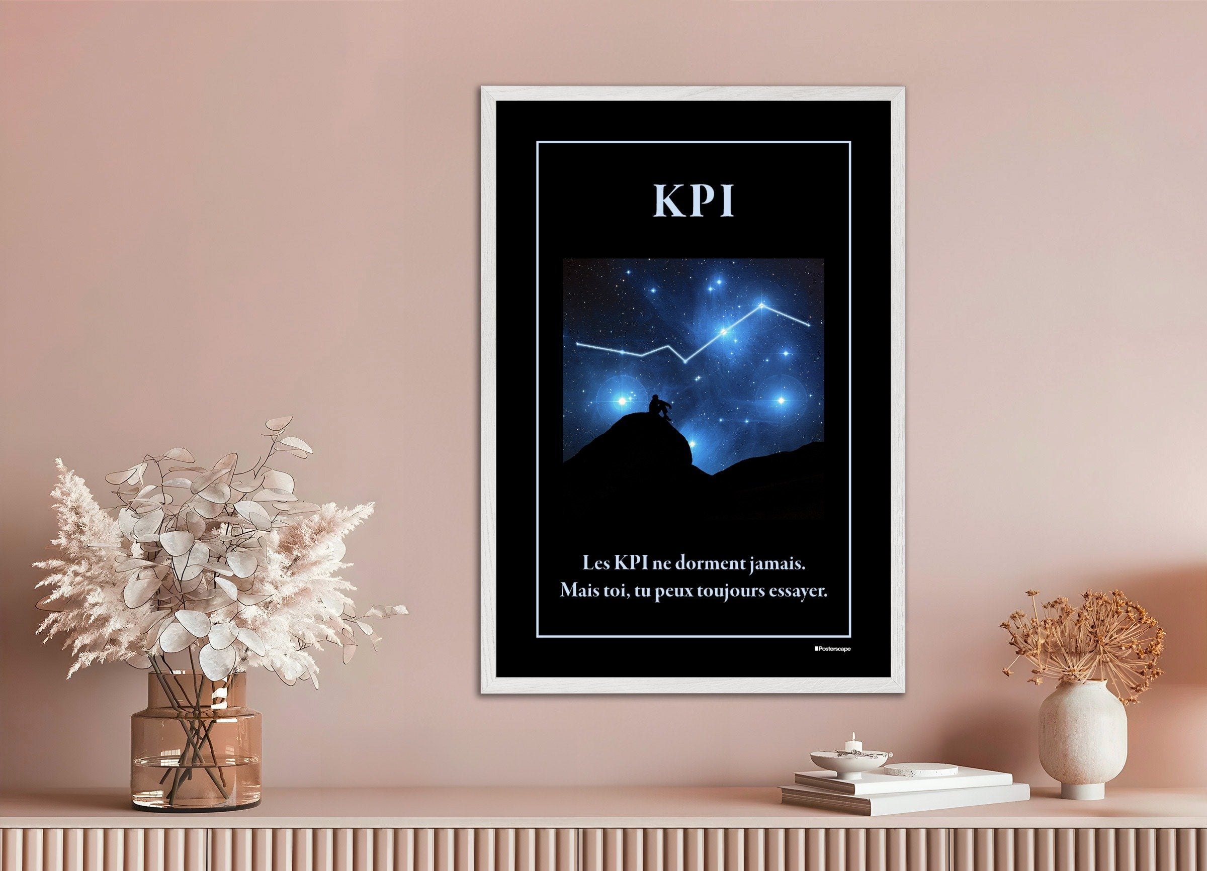 Poster of KPI - Demotivational Poster, with white wooden frame