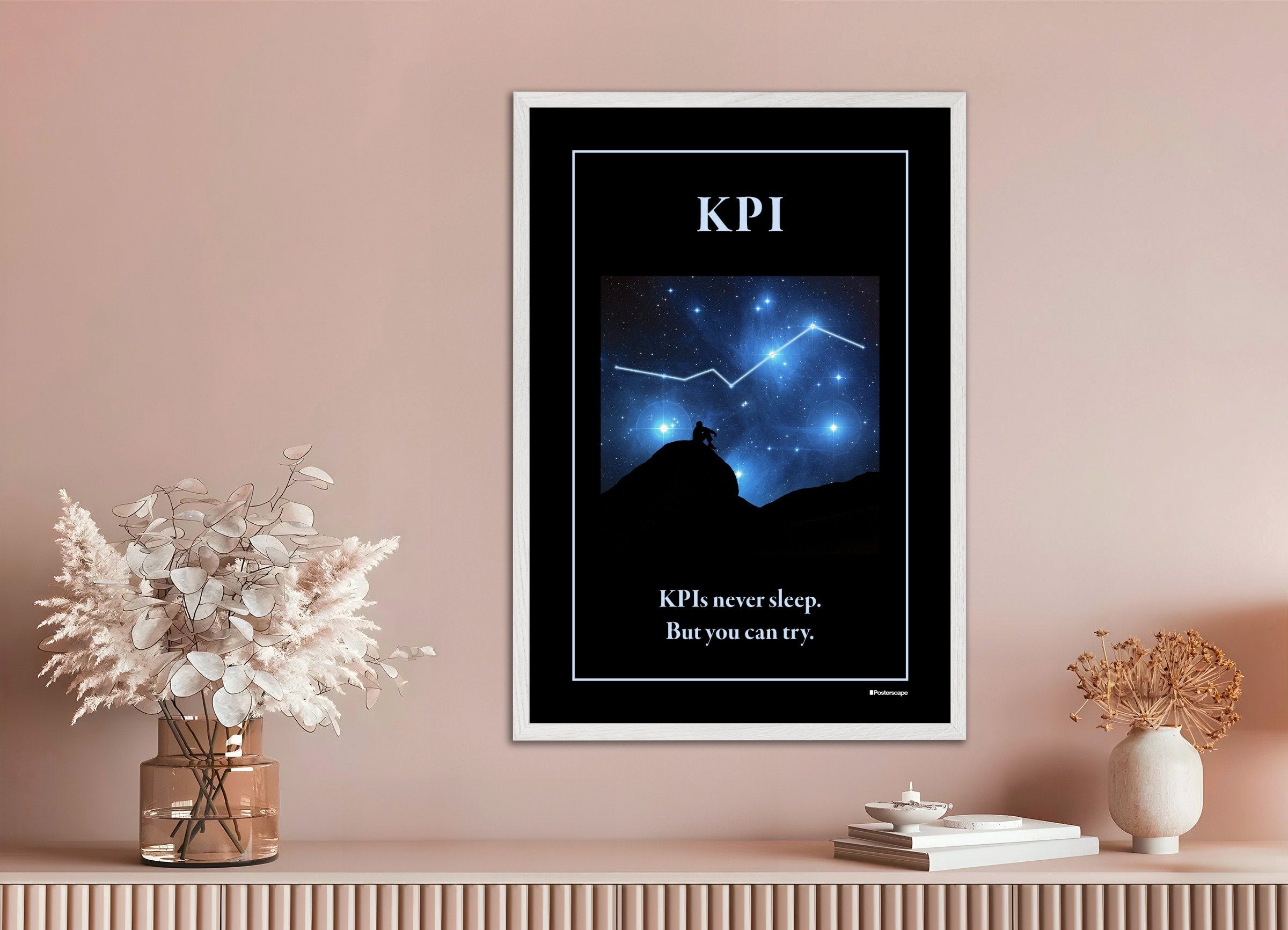 Poster of KPI - Demotivational Poster, with white wooden frame