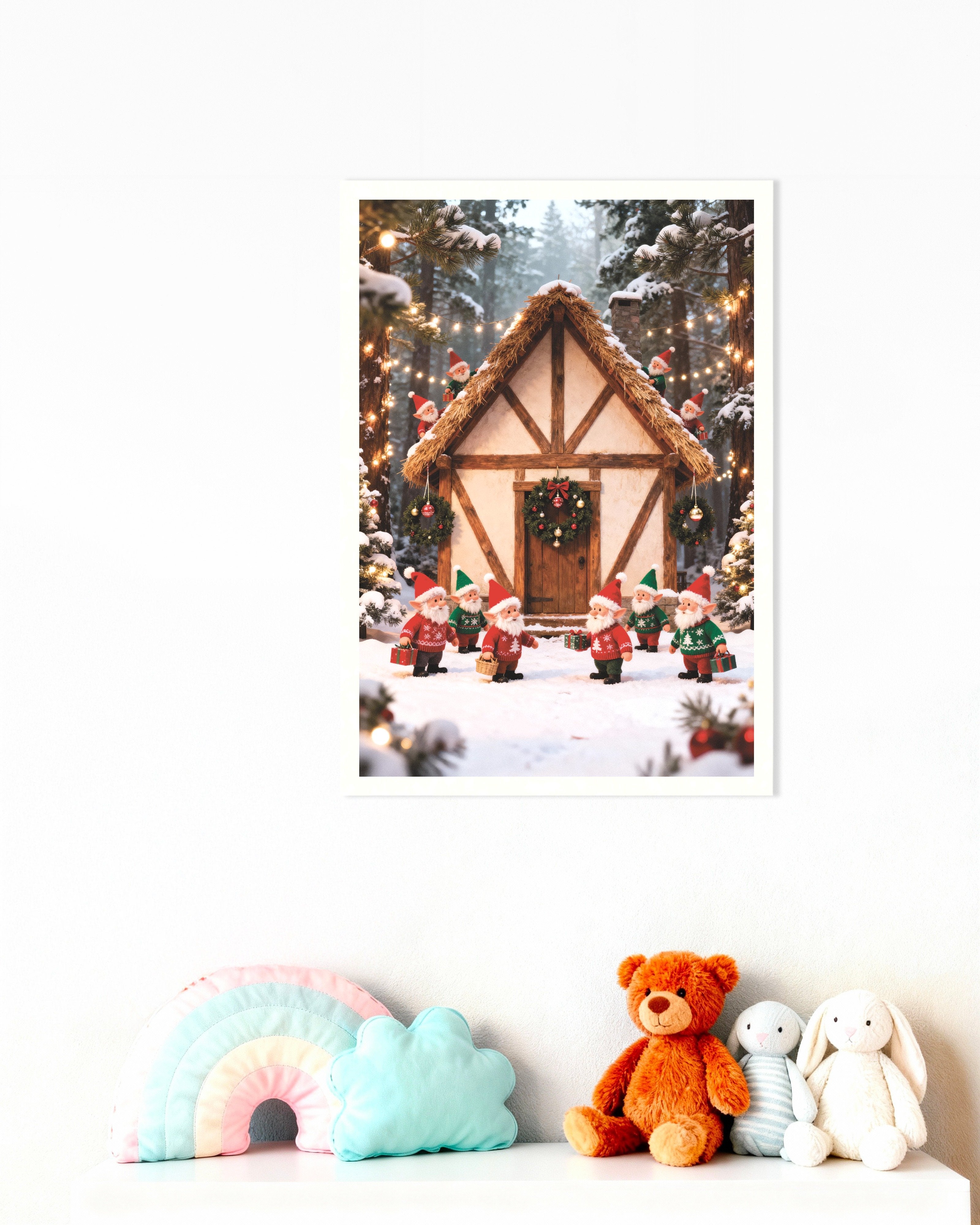 Poster of Little elves in the snowy forest poster