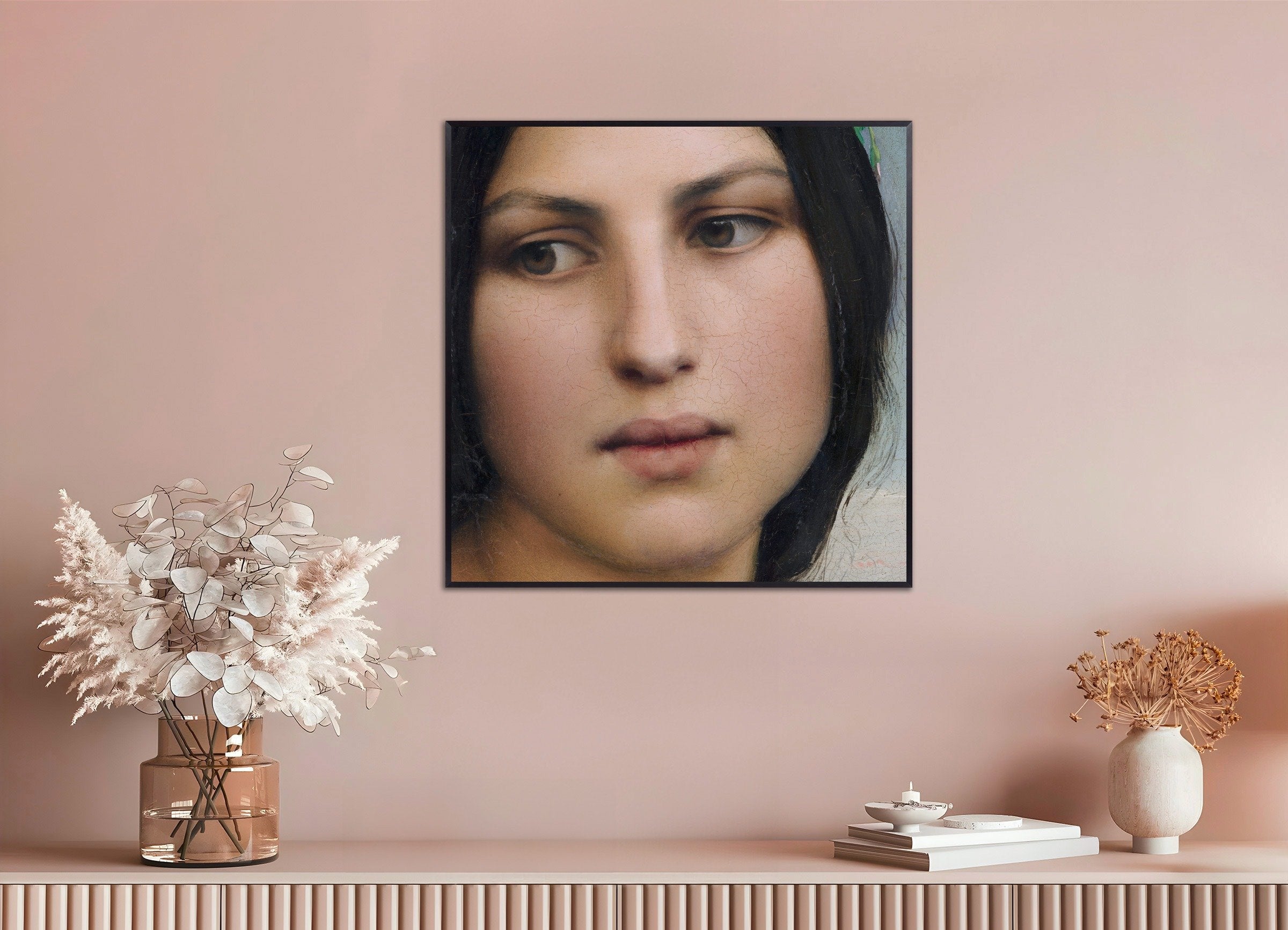 Poster of Louis Janmot "Fleur des Champs" Portrait Detail, with metal frame