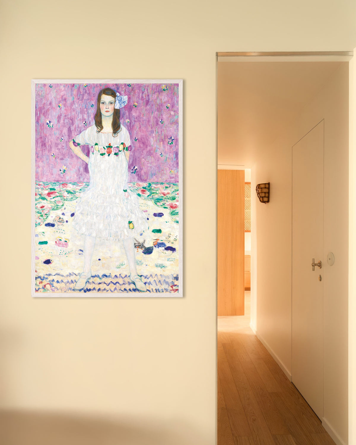 Poster Mäda Primavesi (1912–1913), de Gustav Klimt, com moldura de madeira branca