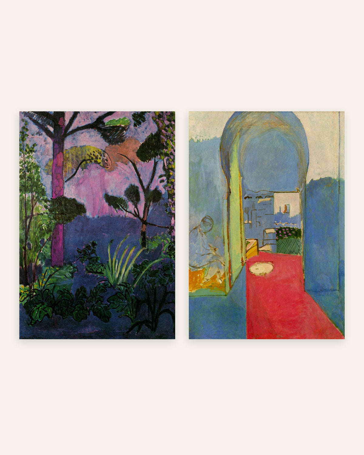 Posters de Matisse, conjunto de 2: Paisagem marroquina (Acanto) e Entrada na casbá, sem moldura