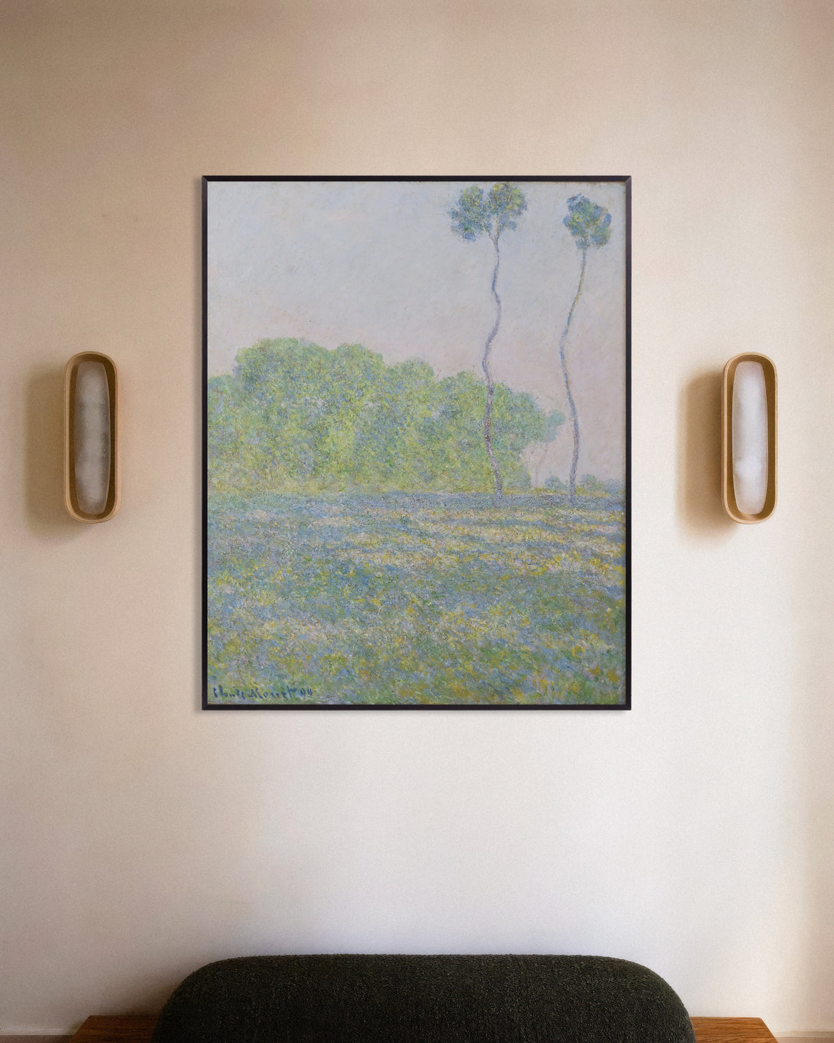 Poster Prado em Giverny (1894), de Claude Monet, com moldura de metal