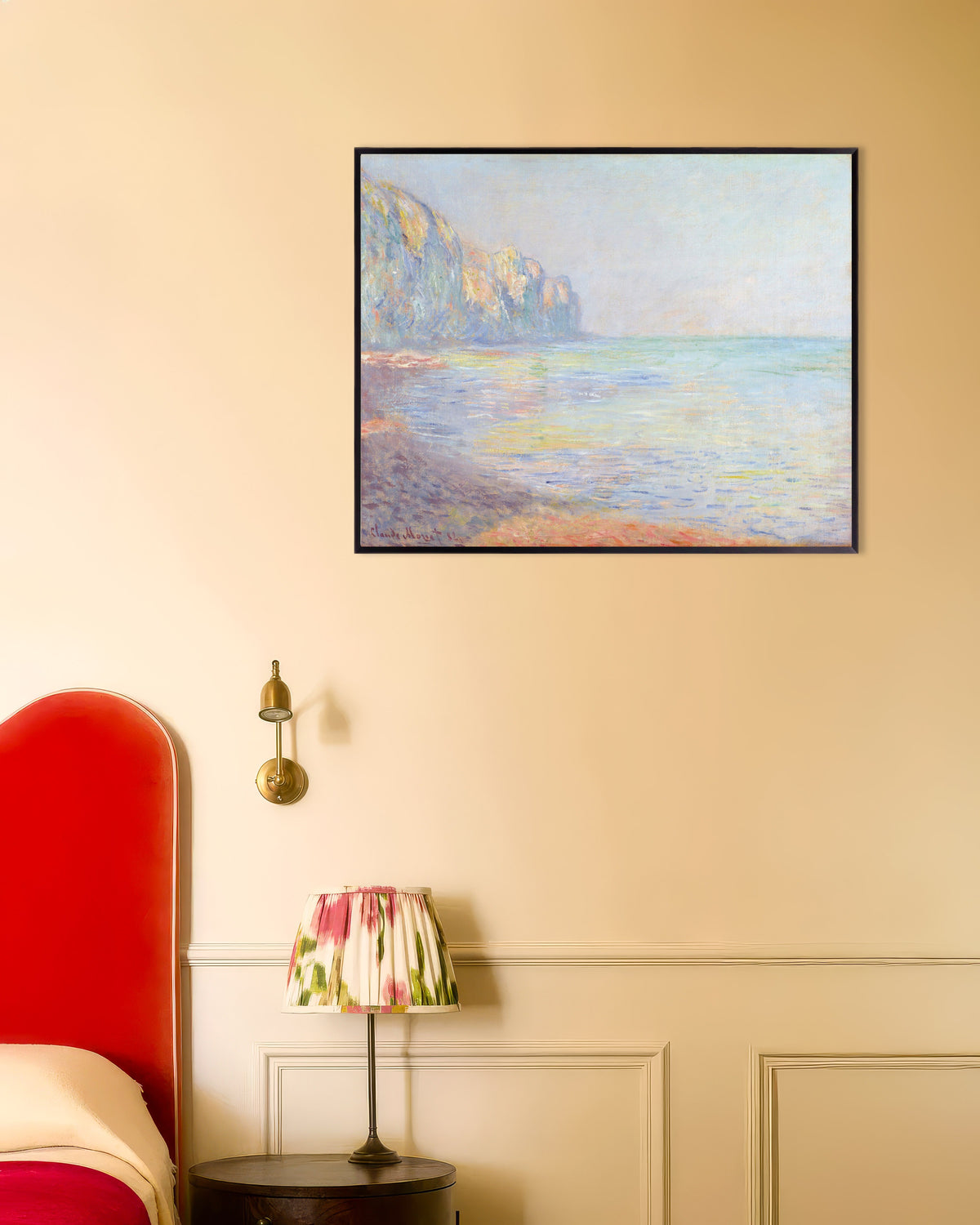 Poster Manhã de Nevoeiro em Pourville (1882), de Claude Monet, com moldura de metal