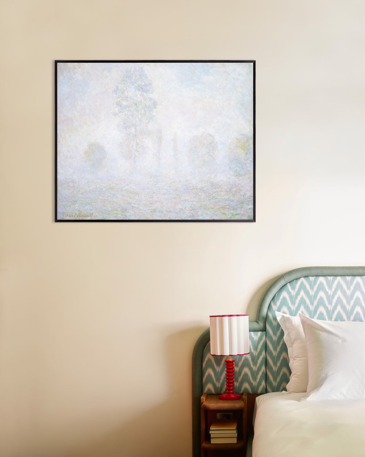 Poster Neblina Matinal (1888), de Claude Monet, com moldura de metal