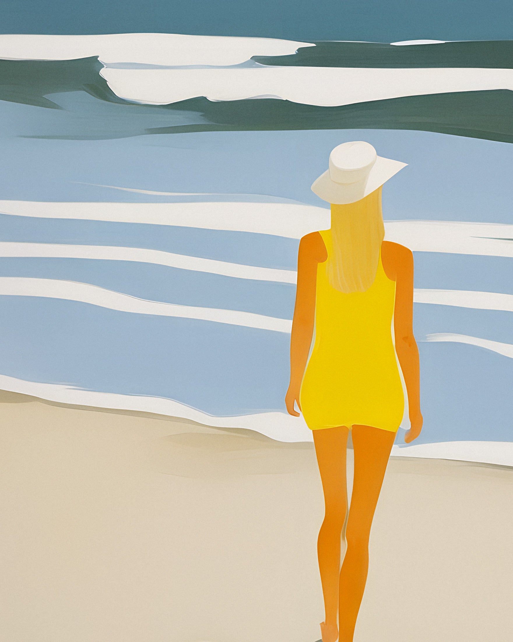 Retrato de Praia Nastya - Impressão de Arte Costeira Amarelo Ensolarado Poster