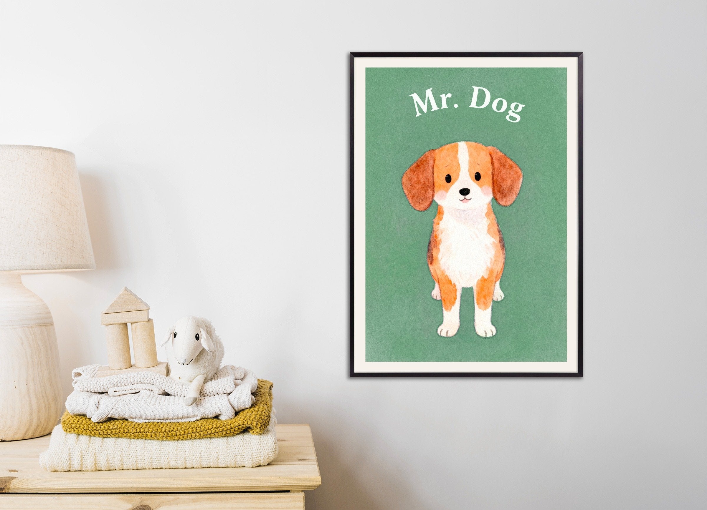 Poster of Nursery dog wall art – Loyal friend, watercolor, with metal frame