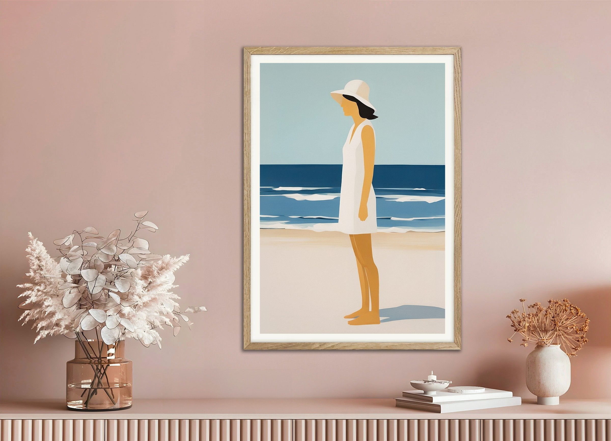 Poster of Octavia Beach Portrait - Elegant Coastal Art Print, with natural wooden frame