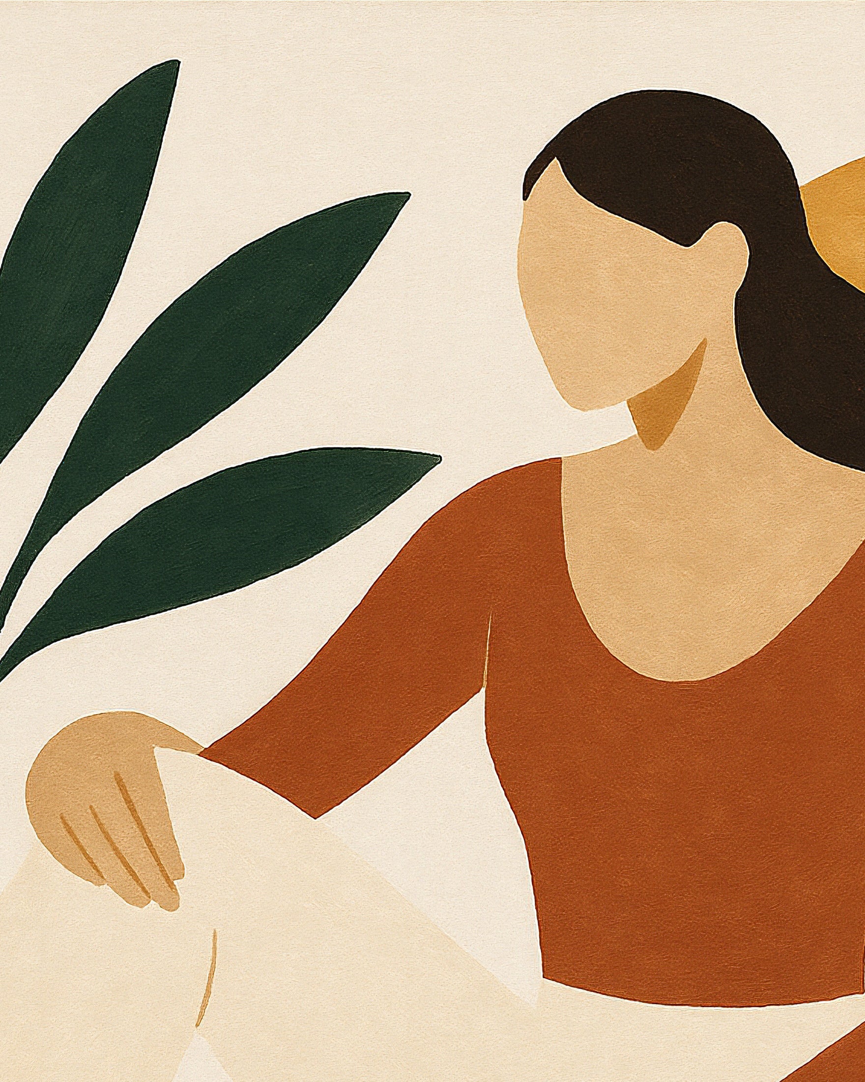 Odalisca Moderna – figura feminina abstrata com plantas Poster